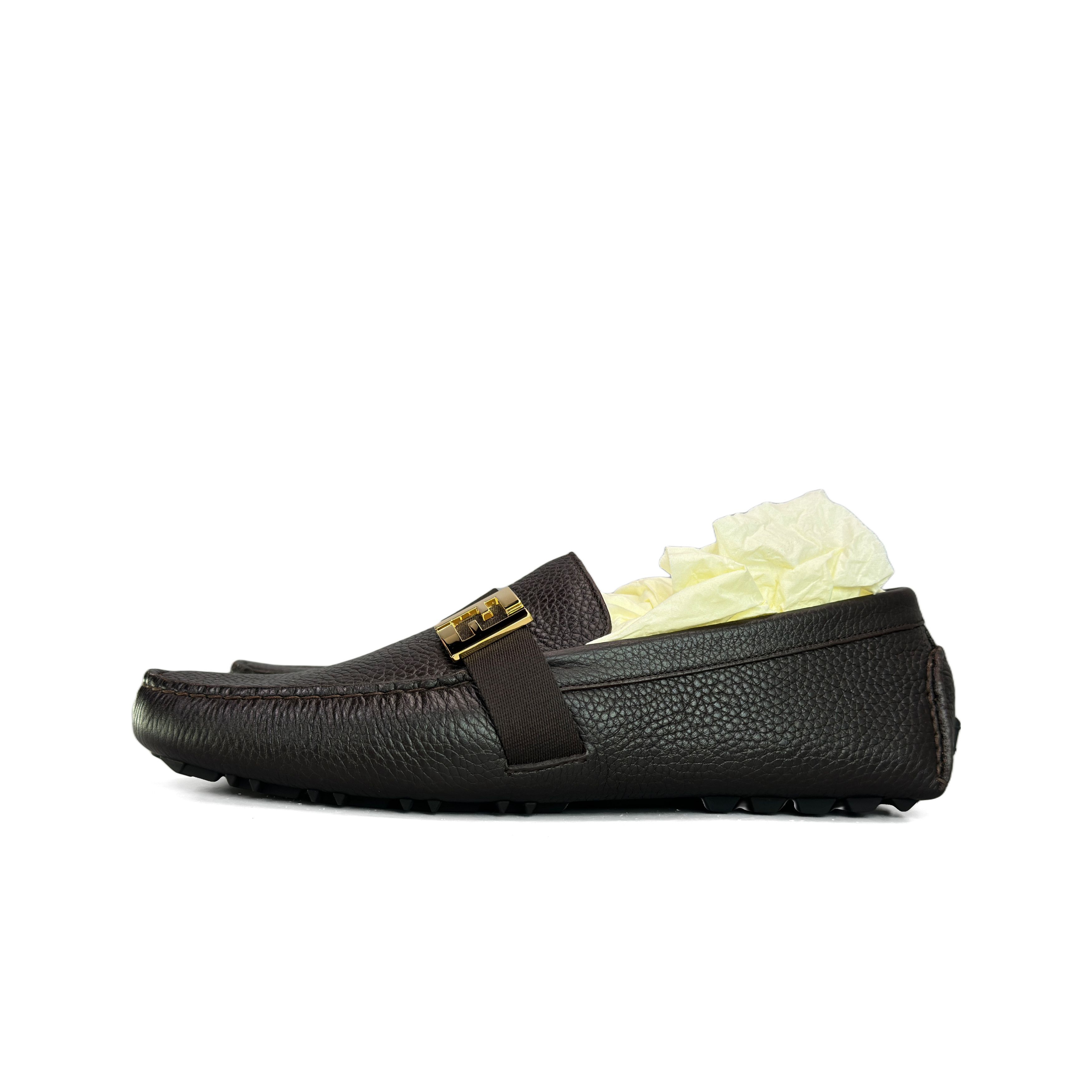 Fendi Fendi Brown Leather Logo Slip Ons Size 9 Size US 9 / EU 42 - 1 Thumbnail