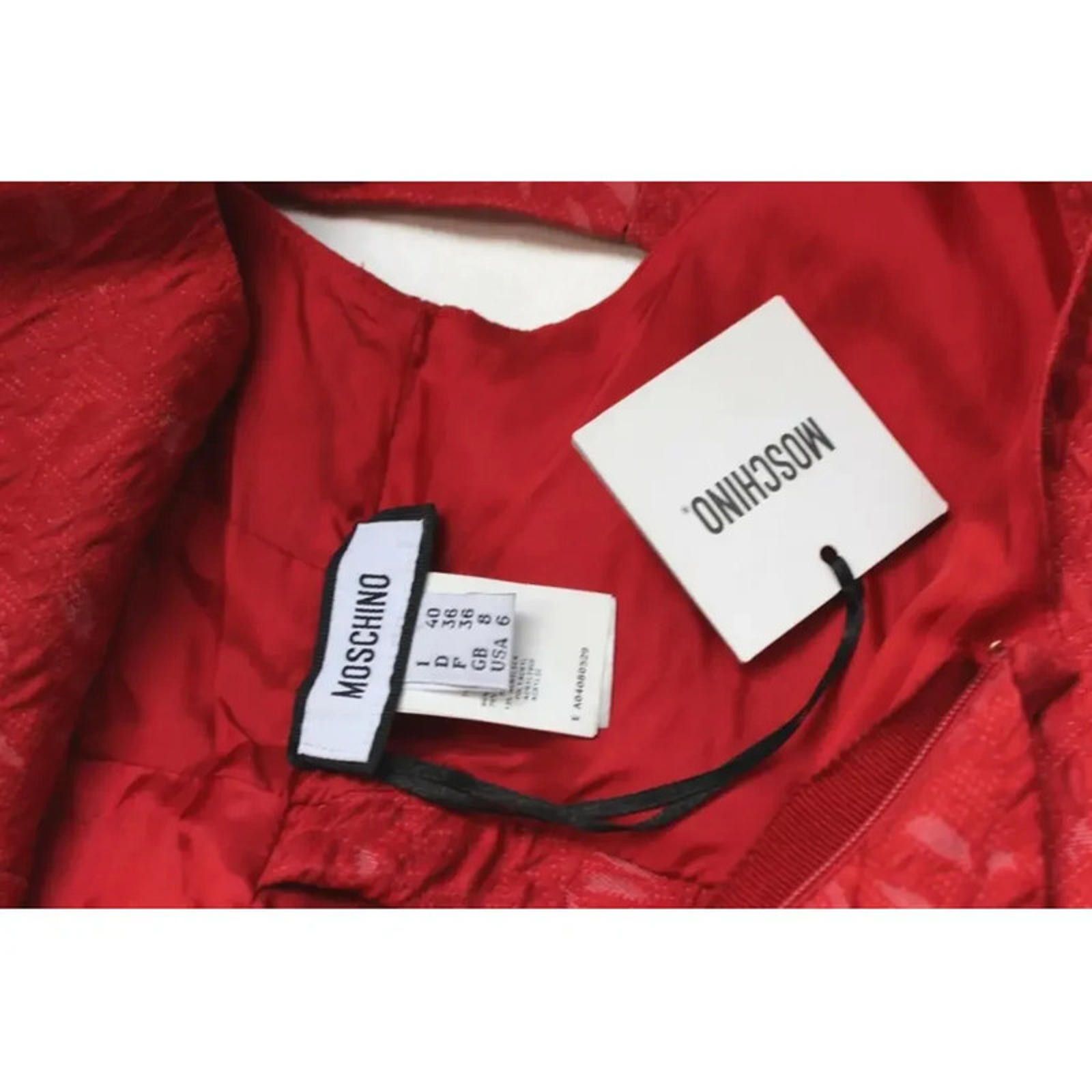 Moschino Moschino Red Jacquard Bow Dress It 40 Uk 8 RRP £980 Size S / US 4 / IT 40 - 4 Thumbnail