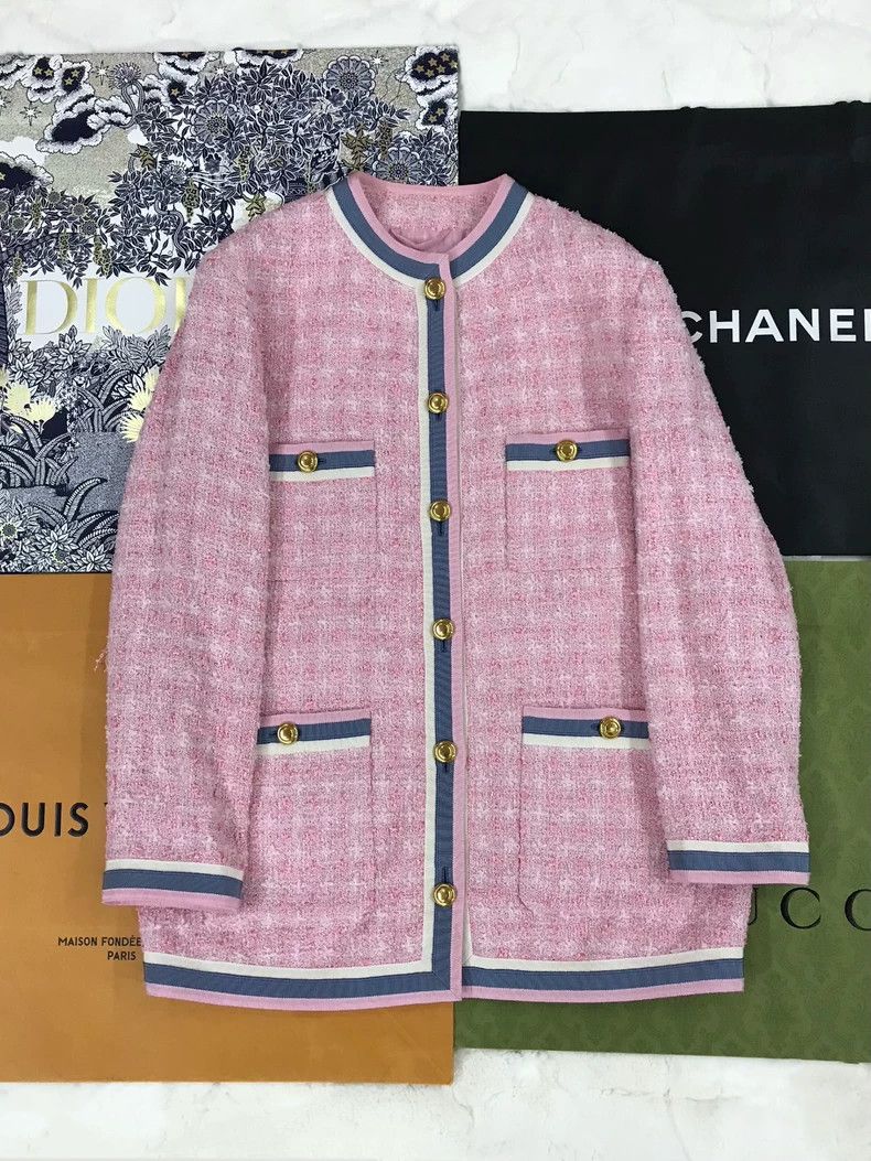 Gucci Gucci Pink Knit Coat with Gold Buttons - dmc Size US M / EU 48-50 / 2 - 1 Thumbnail