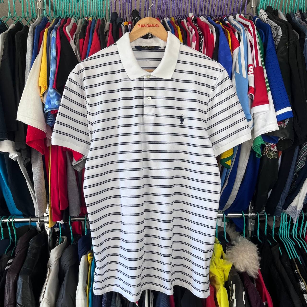 Polo Ralph Lauren Ralph Lauren Polo Golf White/Black Striped Polo Tshirt Size US L / EU 52-54 / 3 - 2 Thumbnail