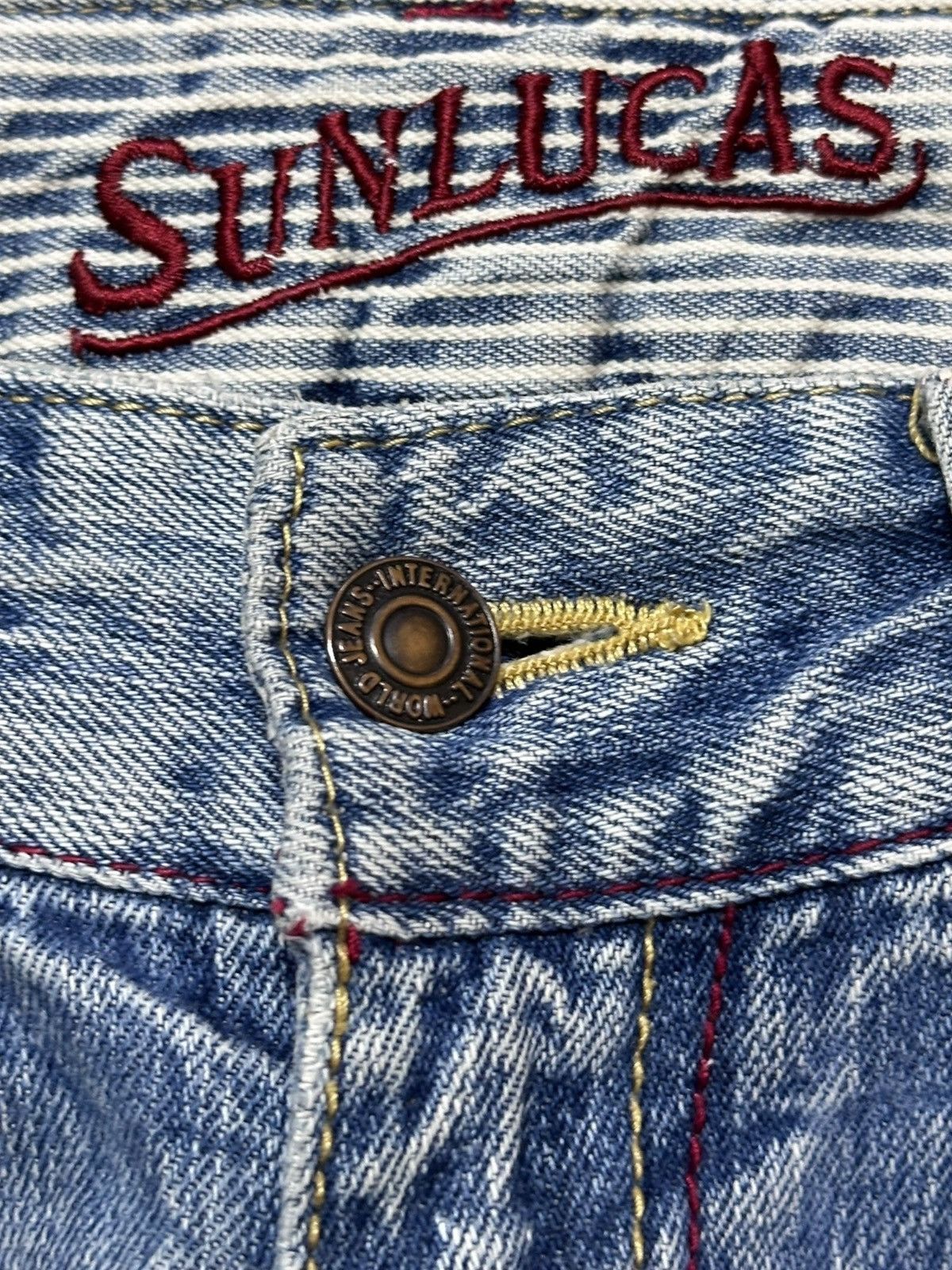 SUNSEA Vintage Sun Lucas Faded Printed Surf Distressed Denim Size US 30 / EU 46 - 6 Thumbnail