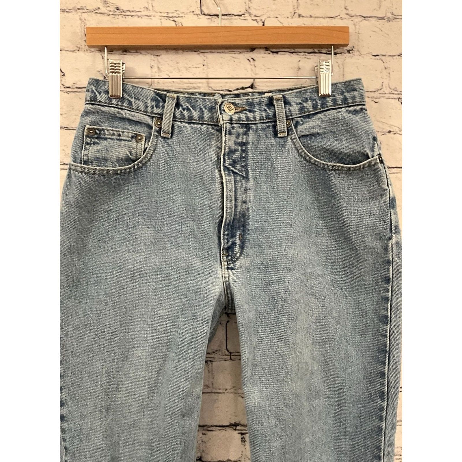 Vintage Maurices Jeans Womens 12 Short Blue Denim Relaxed Fit Stretch Zip High Rise Regular Blue Jeans Womens 12 Short Maurices Size 34" / US 12 / IT 48 - 2 Thumbnail