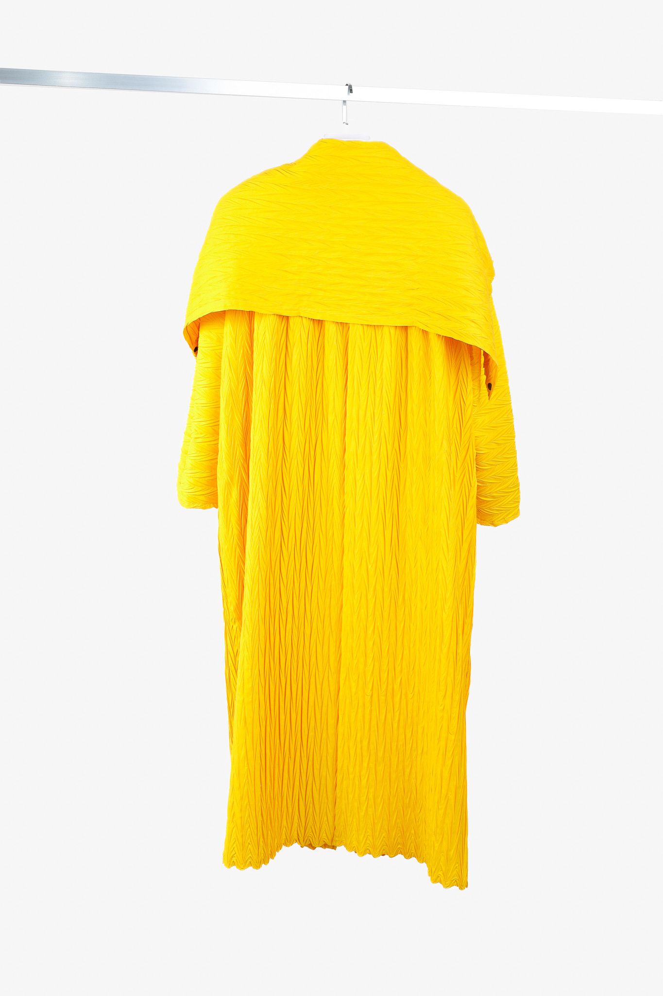 Other Babette Yellow Pleated Snap-Front Cowl-Collar Maxi Coat Size M / US 6-8 / IT 42-44 - 2 Thumbnail
