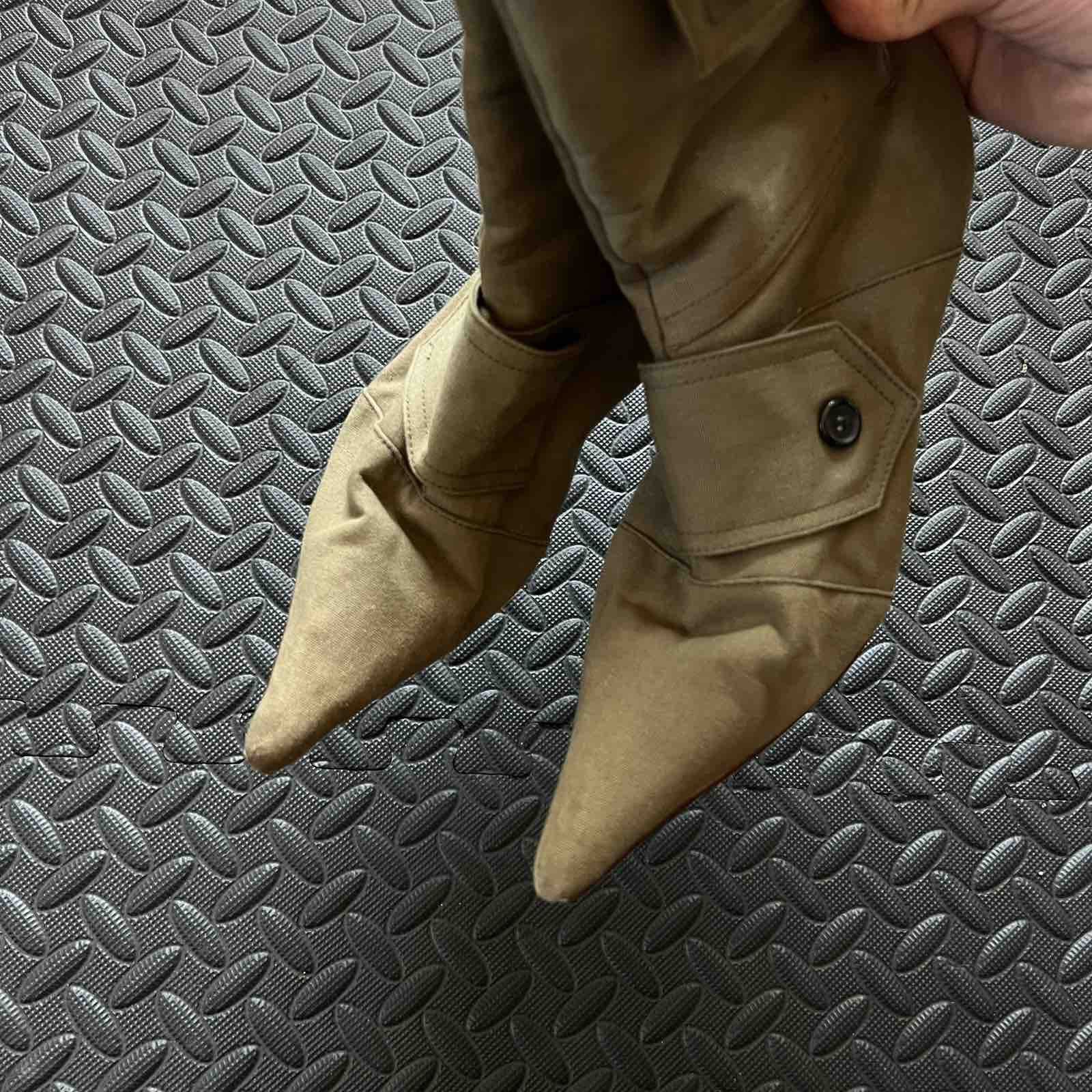 Japanese Brand Avant Garde West Y2K Details Suede Leather Olive Heels Size US 6 / IT 36 - 4 Thumbnail