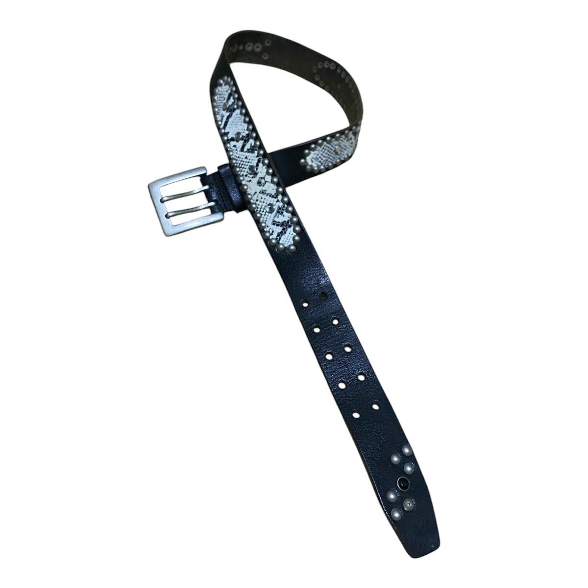 Japanese Brand Handmade Japanese Snakeskin Leather Studded Belt Size ONE SIZE - 6 Thumbnail