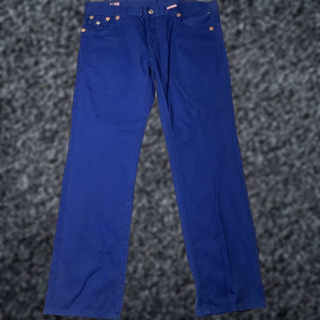 True Religion True Religion Jeans Joey Bootcut Denim 34x32 Blue Mens Regular 100% Cotton USA Pockets Flap Horseshoe Logo Pocketed Back Belt Loops Zip Fly Mens Size US 34 / EU 50 - 1 Thumbnail