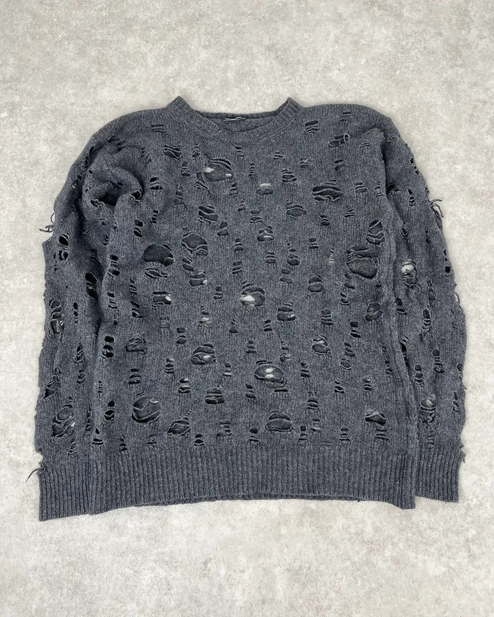 Diesel Diesel Grey Ripped Distressed Sweater Size US S / EU 44-46 / 1 - 6 Thumbnail