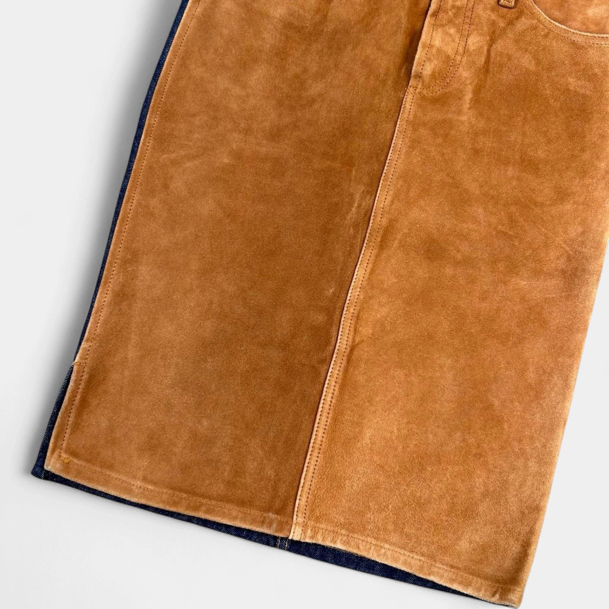 Dolce & Gabbana Dolce & Gabbana Hybrid Brown Suede and Blue Denim Long Skirt Size 26" / US 2 / IT 38 - 2 Thumbnail