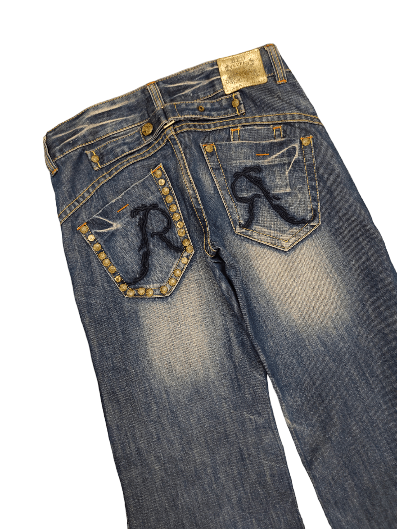 If Six Was Nine Baggy Flare Jeans Red Pepper Low Rise Faded Denim Bootcut Size US 27 - 5 Thumbnail