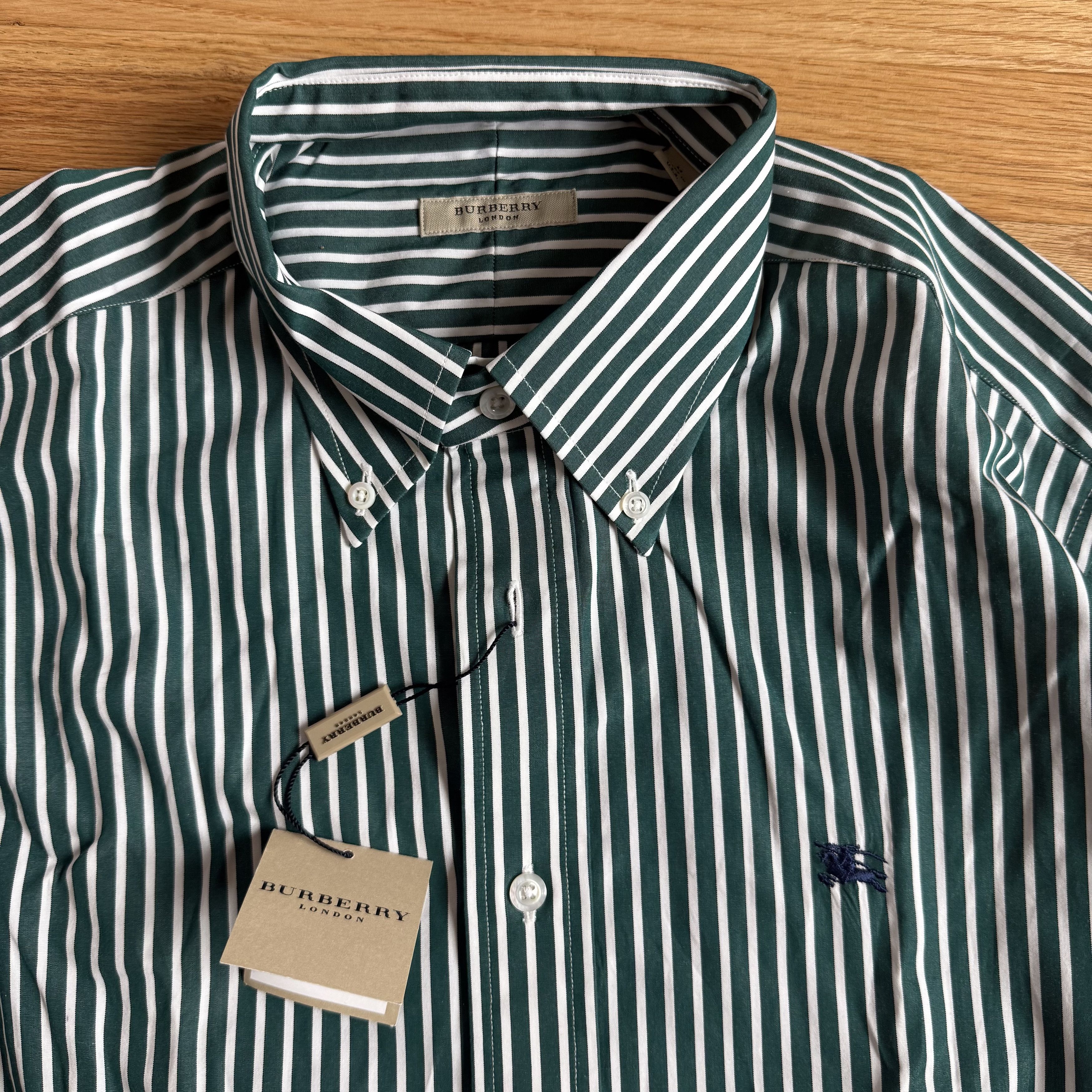 Burberry Burberry London Green Striped Button Down Shirt Size US M / EU 48-50 / 2 - 9 Thumbnail