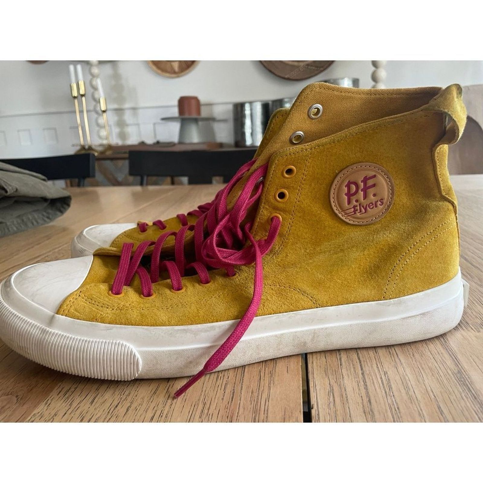 P.F. Flyers PF Flyers High Top Sneakers Golden Spice Yellow Suede Retro Size US 12 / EU 45 - 4 Thumbnail