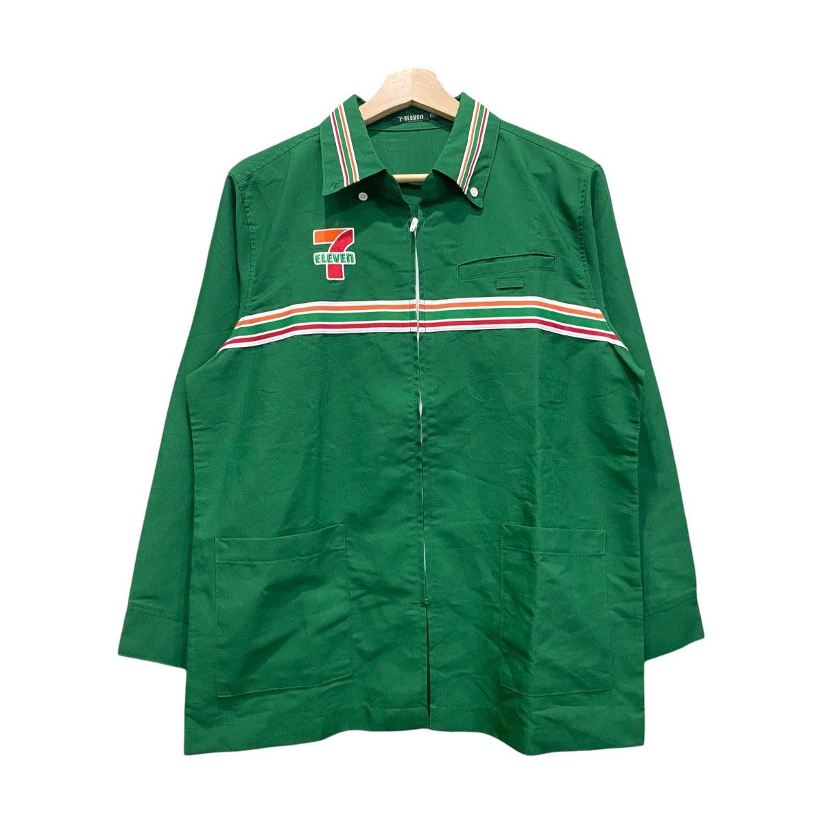 Vintage VINTAGE 90s 7-ELEVEN Japanese Workers Uniform Jacket Zip-Up Size US L / EU 52-54 / 3 - 1 Thumbnail