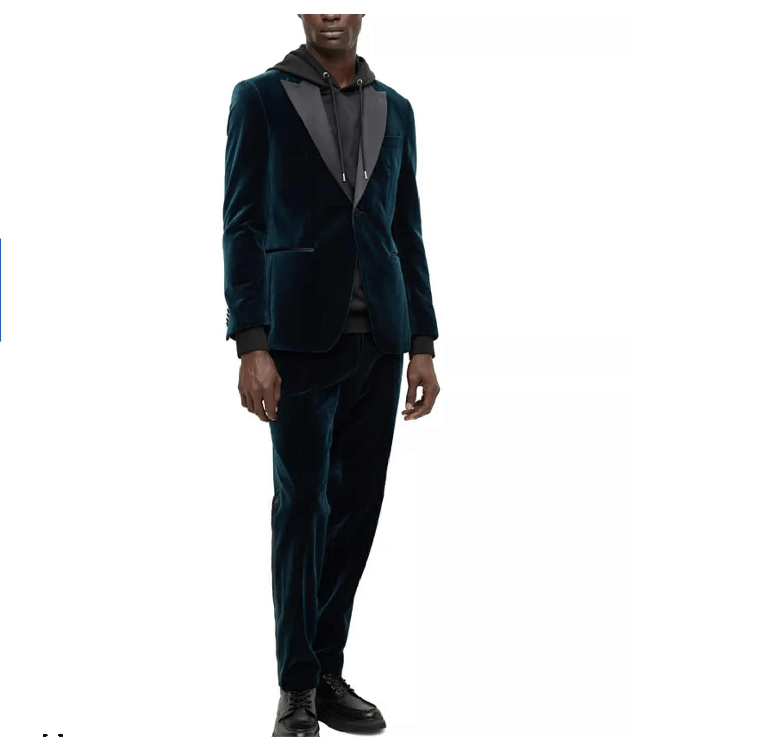 Hugo Boss HUGO BOSS - Cotton Velvet Tuxedo Jacket - Turquoise Size 46R - 1 Thumbnail
