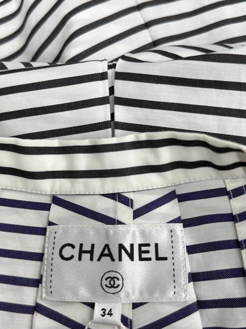 Chanel Chanel Black and white striped skirt Size 42" / US 20 - 4 Thumbnail