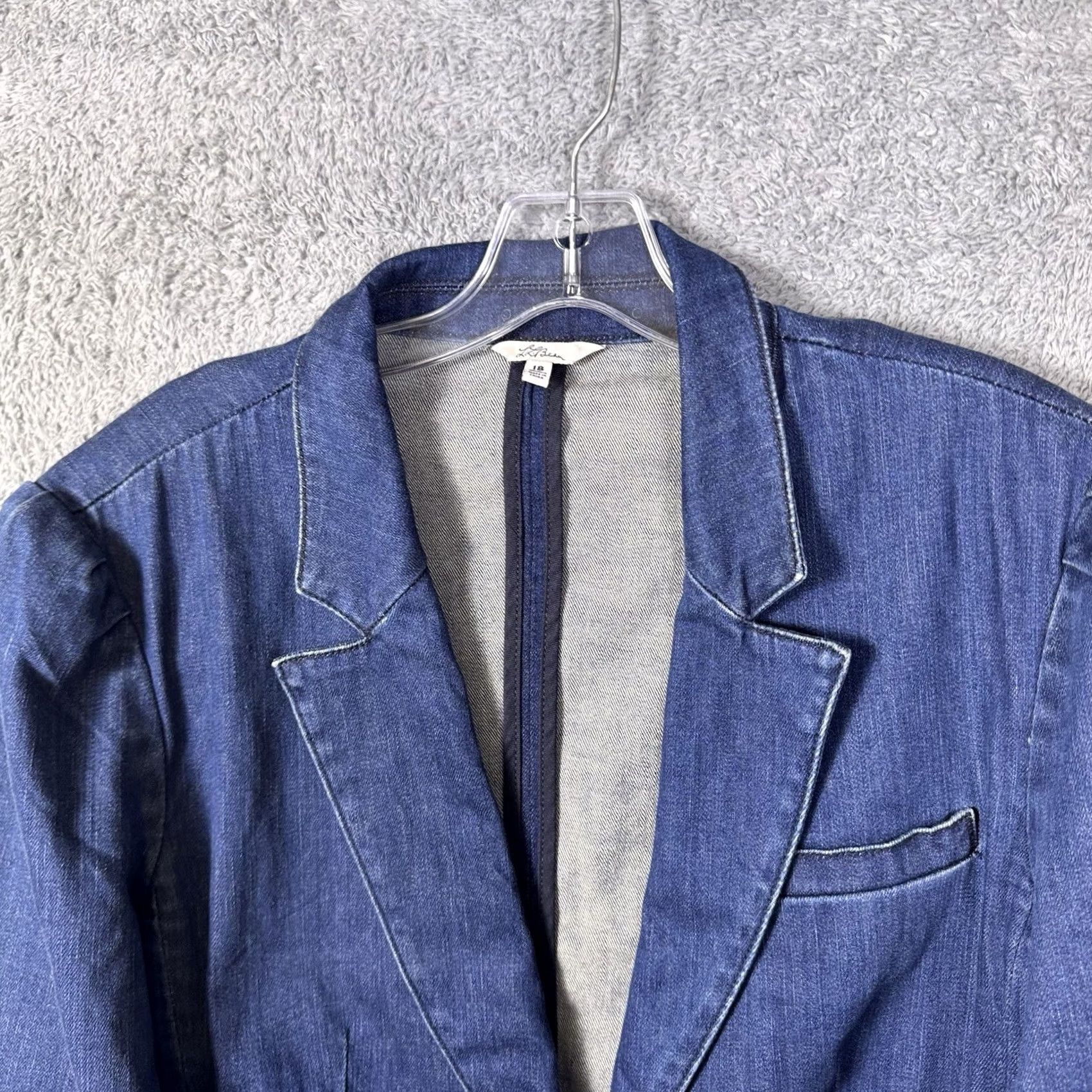 Vintage LL Bean Chore Jacket Womens 18 Blue Denim Blazer Equestrian Field Barn Cargo Size XXL / US 16-18 / IT 52-54 - 4 Thumbnail