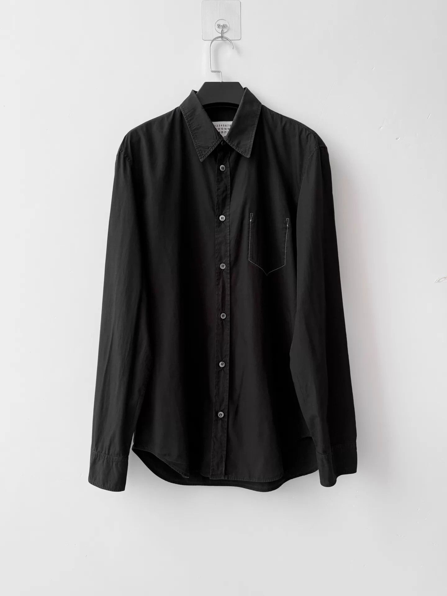Maison Margiela Maison Margiela S/S21 Black Topstitch Pocket Shirt 40 Size US M / EU 48-50 / 2 - 1 Thumbnail