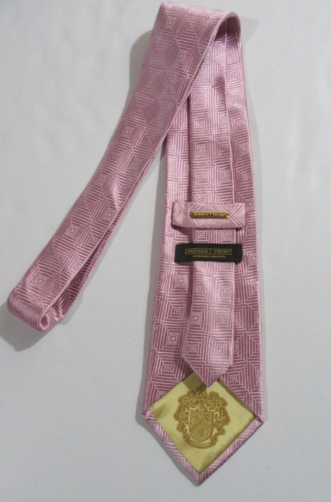 Designer Donald J. Trump Signature Collection Necktie Pink w Squares Size ONE SIZE - 2 Thumbnail