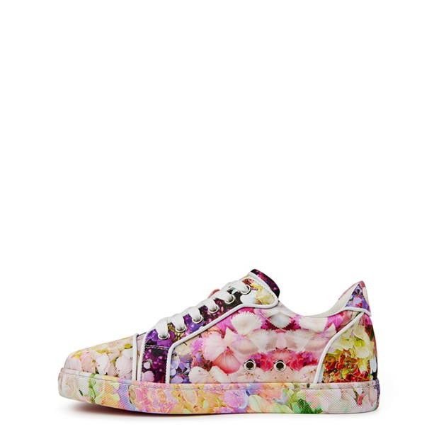 Christian Louboutin Vieira Floral-Print Satin Sneakers Size US 8 / IT 38 - 3 Thumbnail
