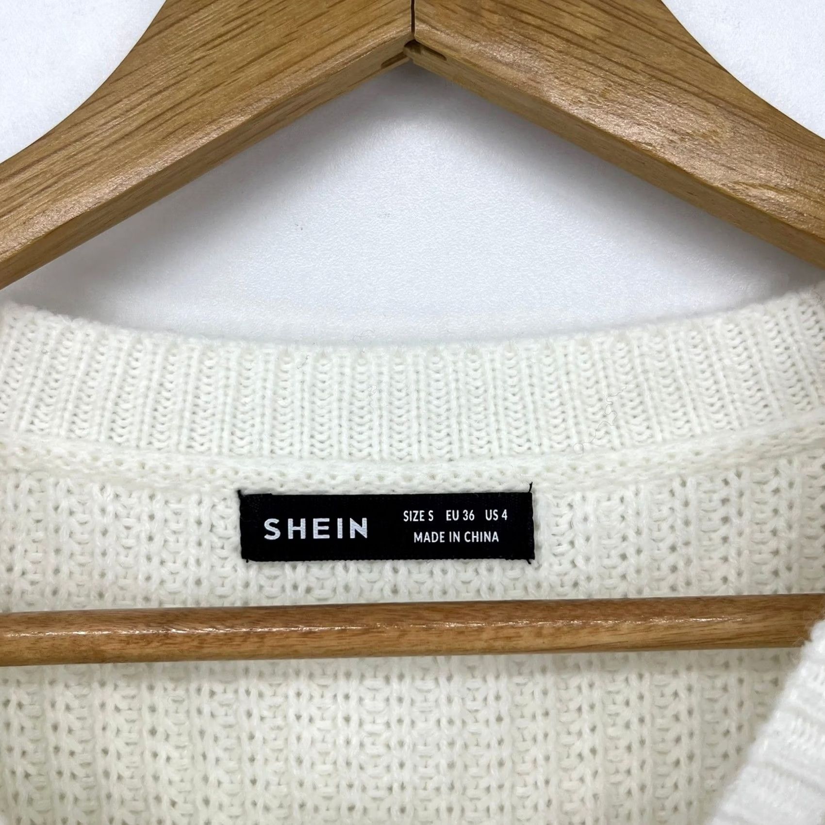 Shein Shein Womens Sweater White Tan Long Sleeve Crewneck Small Knit Colorblock Casual Size S / US 4 / IT 40 - 4 Thumbnail