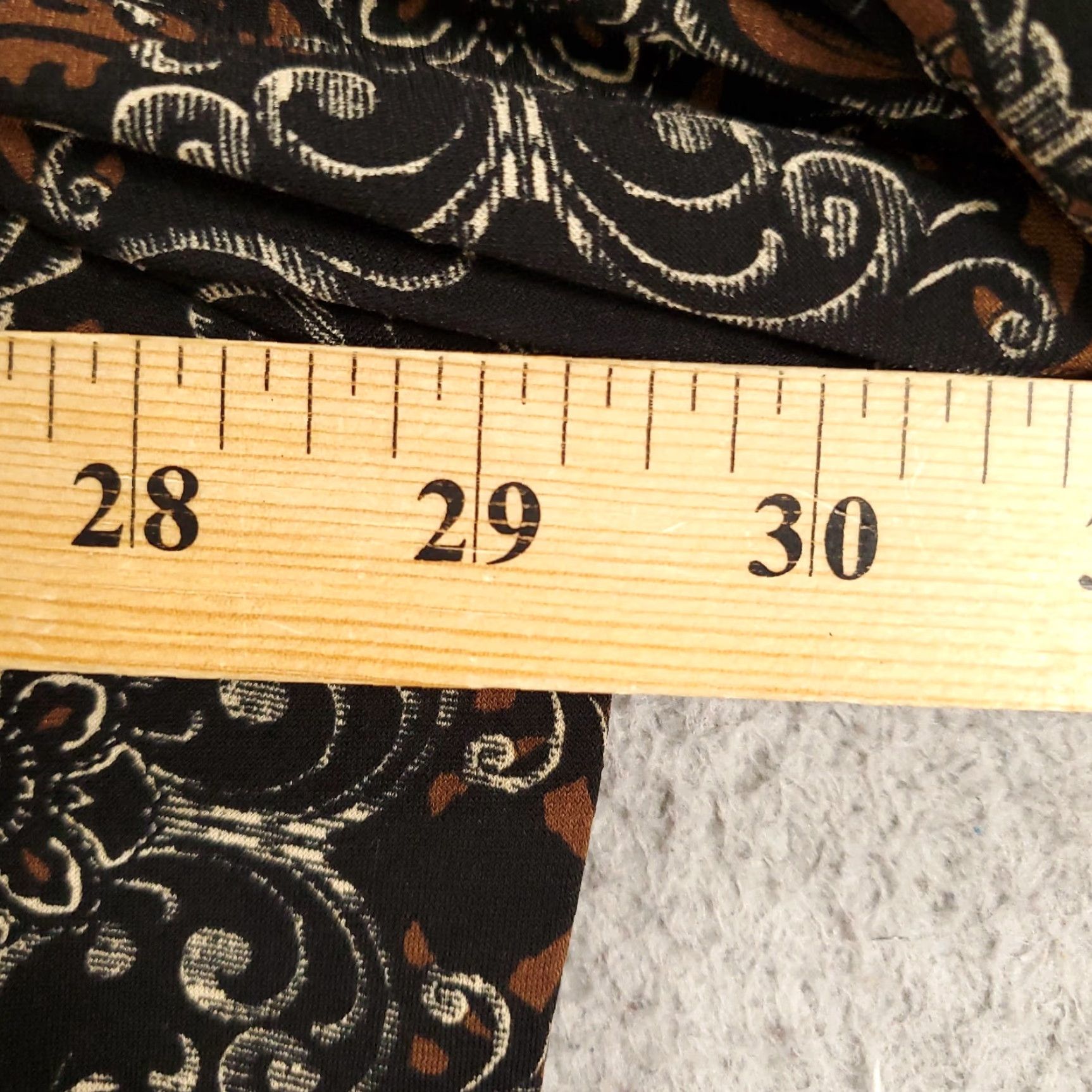 Vintage Susan Graver Blouse 3X Women's Black Brown Geometric Ruched Long Sleeve Boat Neck Top Size XXL / US 16-18 / IT 52-54 - 4 Thumbnail