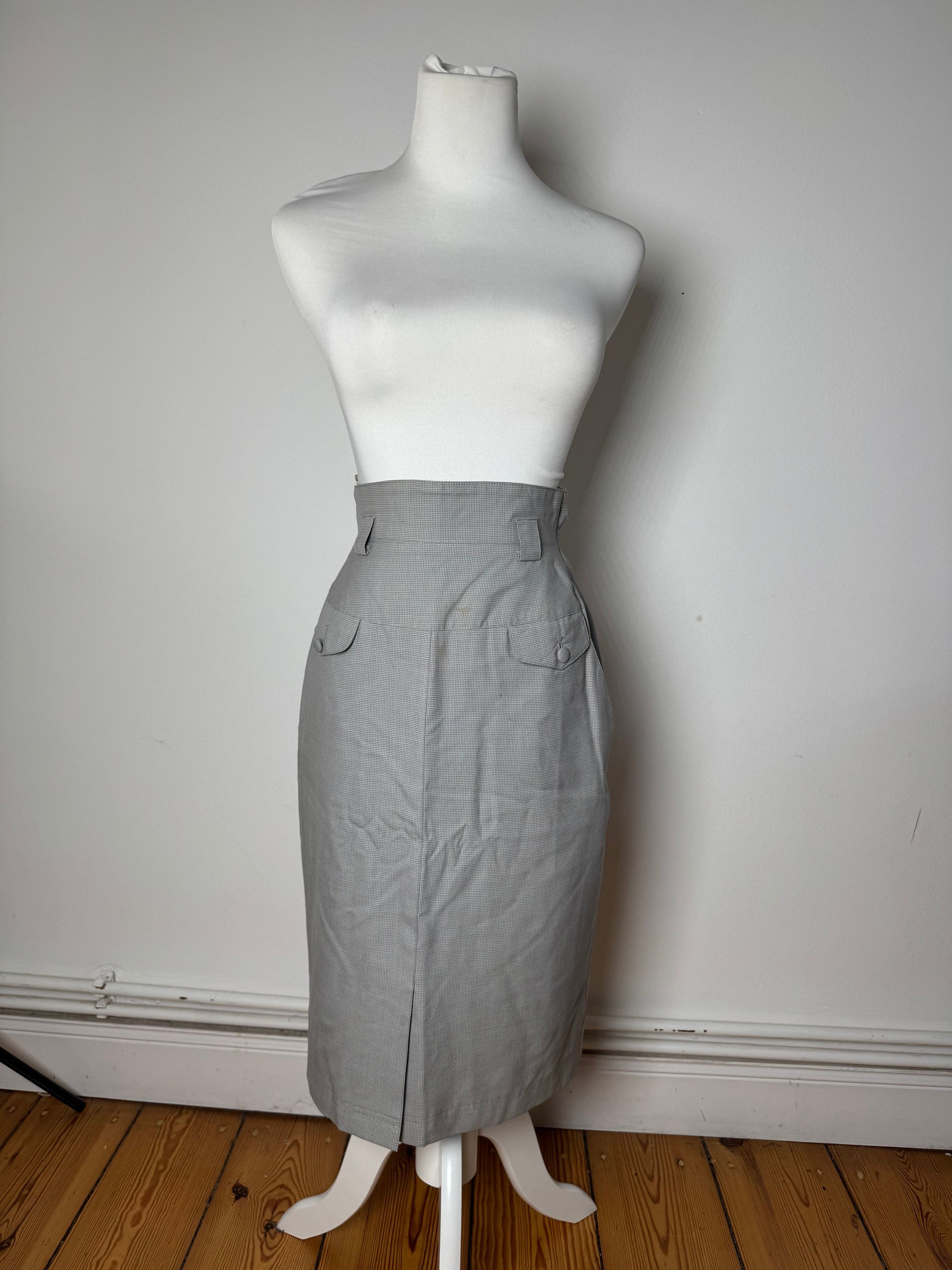 Dior Vintage Skirt Checked Grey White S Size 27" / US 4 / IT 40 - 1 Thumbnail