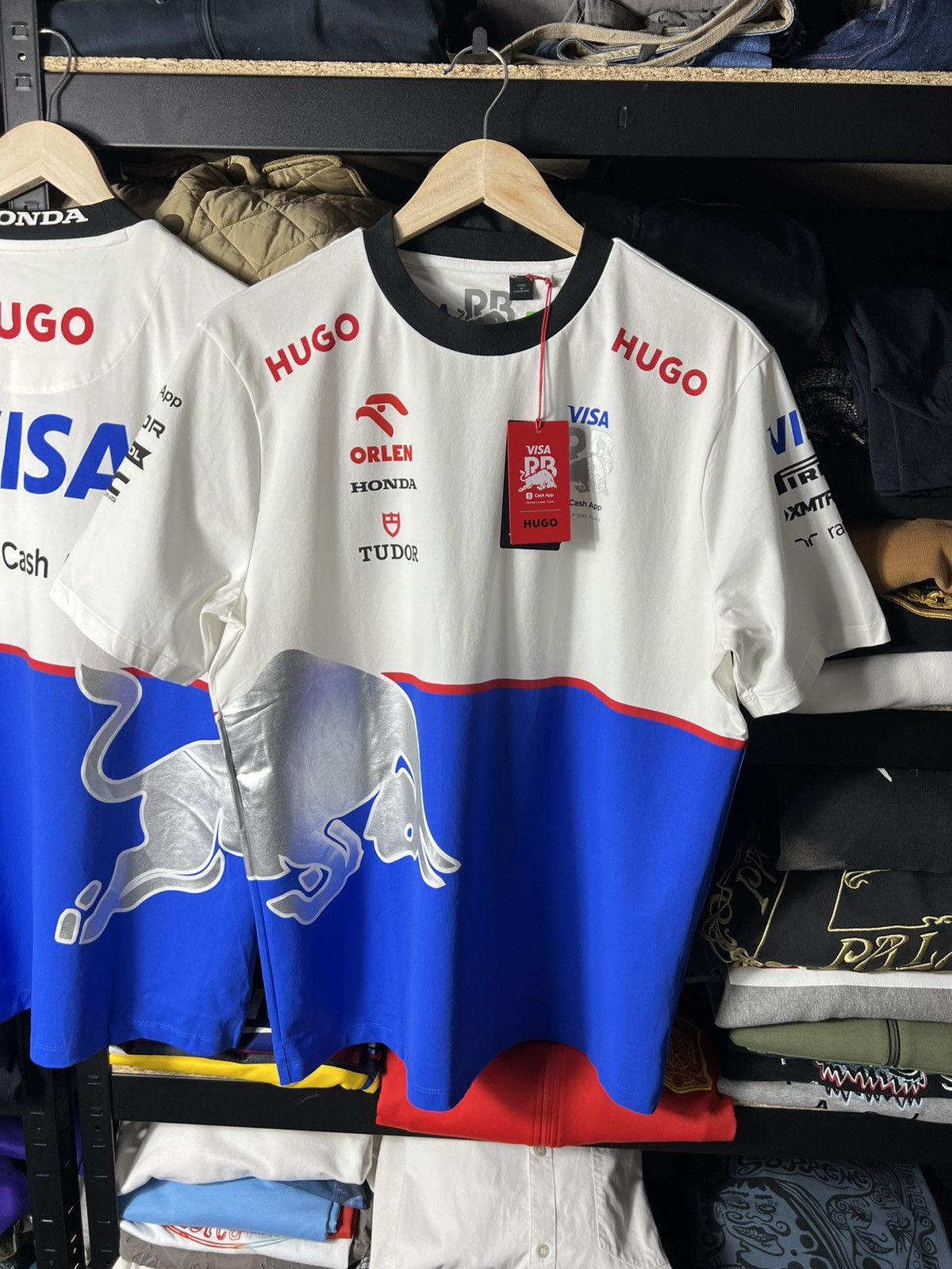 Hugo HUGO Visa Cash App RB Formula One F1 Team Shirt White Blue Size US L / EU 52-54 / 3 - 4 Thumbnail