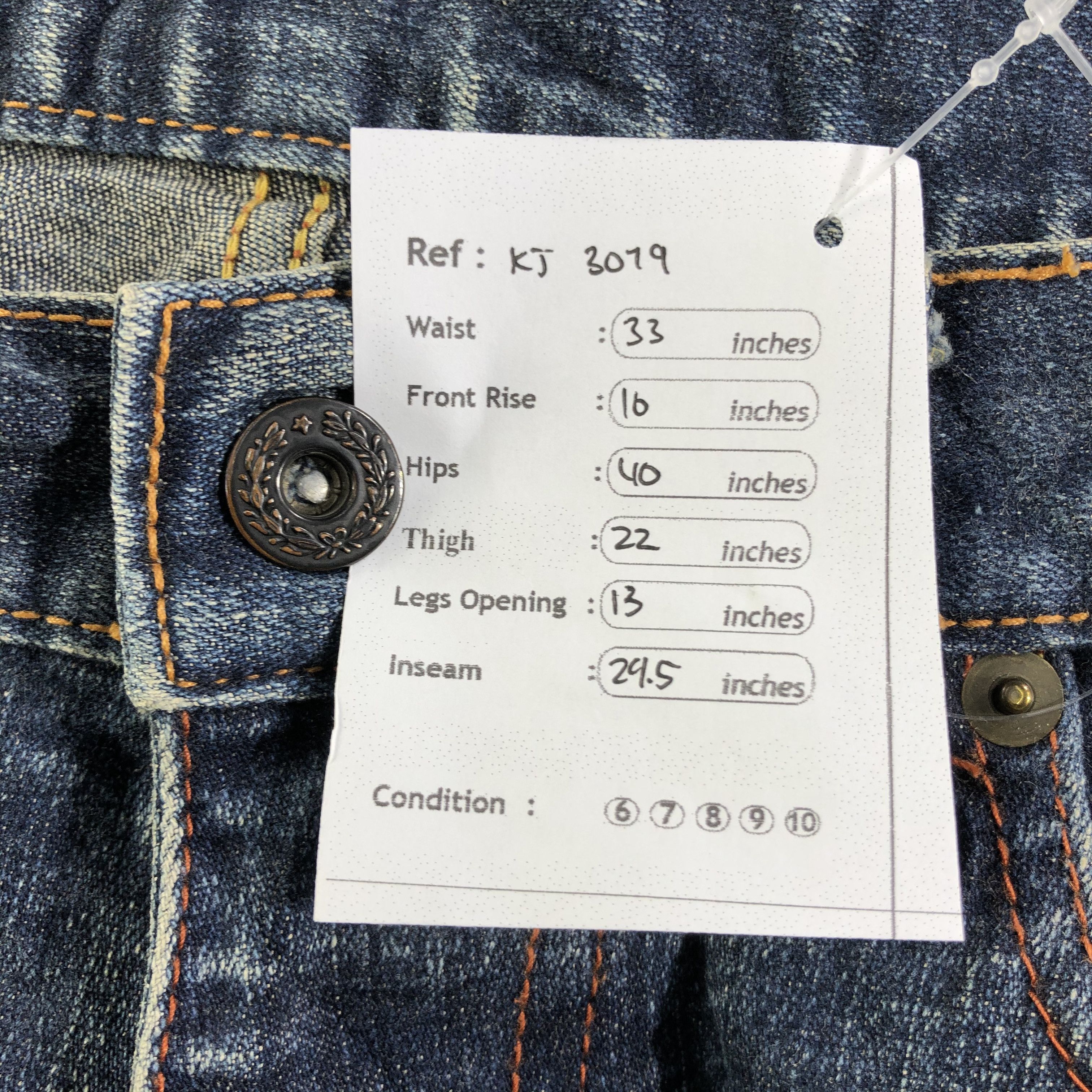 Indigo Japanese Indigo Jeans Faded Blue Denim KJ3079 Size US 30 / EU 46 - 10 Thumbnail