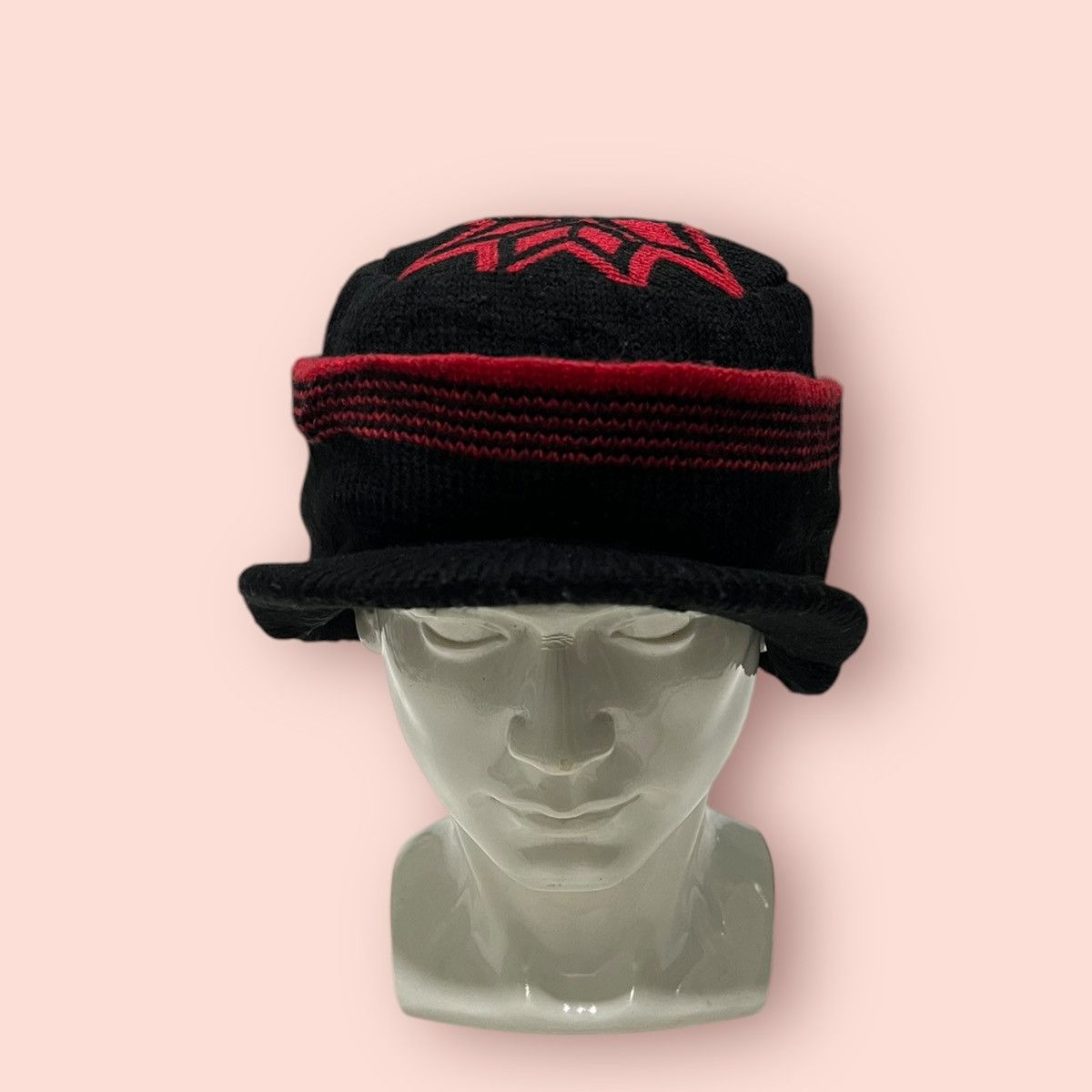 14th Addiction × Homespun Knitwear × Japanese Brand VINTAGE RED SNOWFLAKE LOGO KNITTED ALT BEANIE HAT Size ONE SIZE - 6 Thumbnail