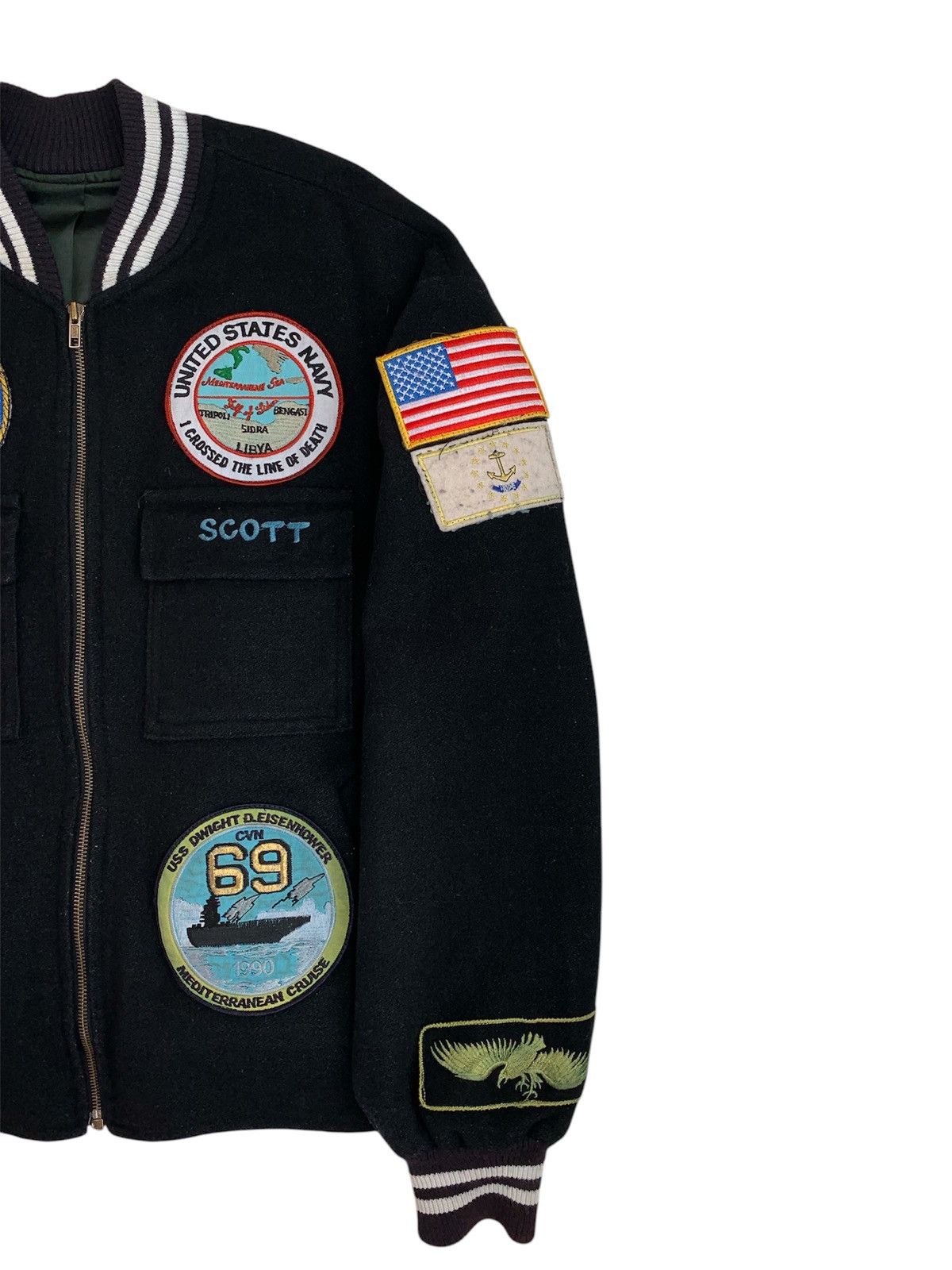Vintage Early 90s US NAVY USS Dwight D Eisenhower (CVN-69) Jacket Size US XL / EU 56 / 4 - 4 Thumbnail