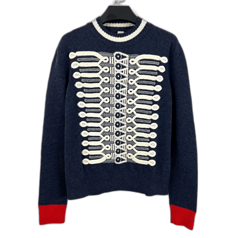 Hermes Woven Tie Detail Knit Sweater