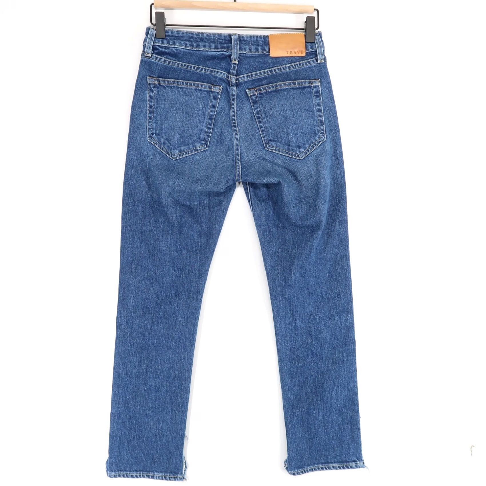 Vintage Trave Jeans Womens 26 Blue High Rise Slim Straight Step Hem Cuff 5-Pocket Denim Straight Vintage: No Size 26" / US 2 / IT 38 - 2 Thumbnail