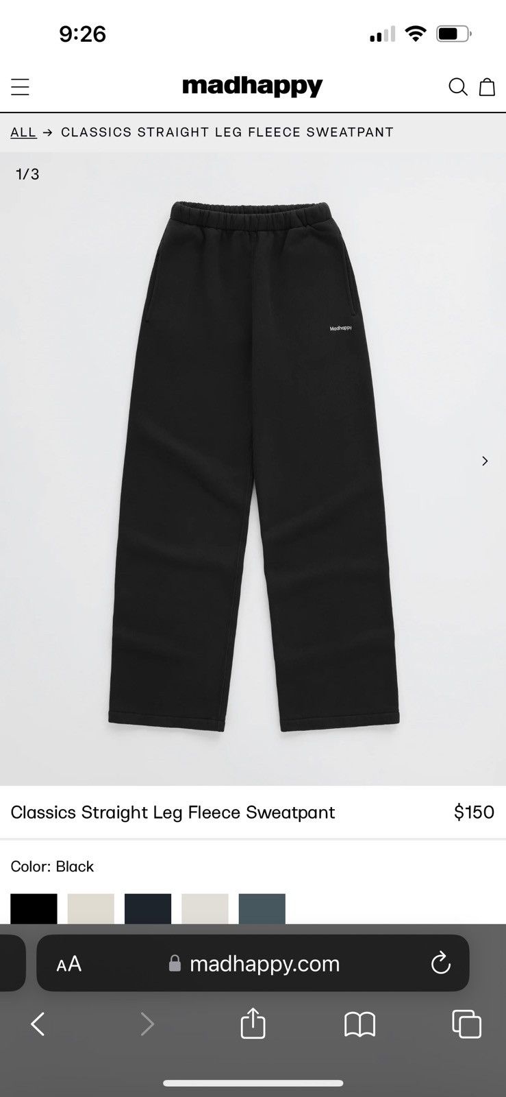 NWT outlet Madhappy Classics Straight Leg Fleece Sweatpant