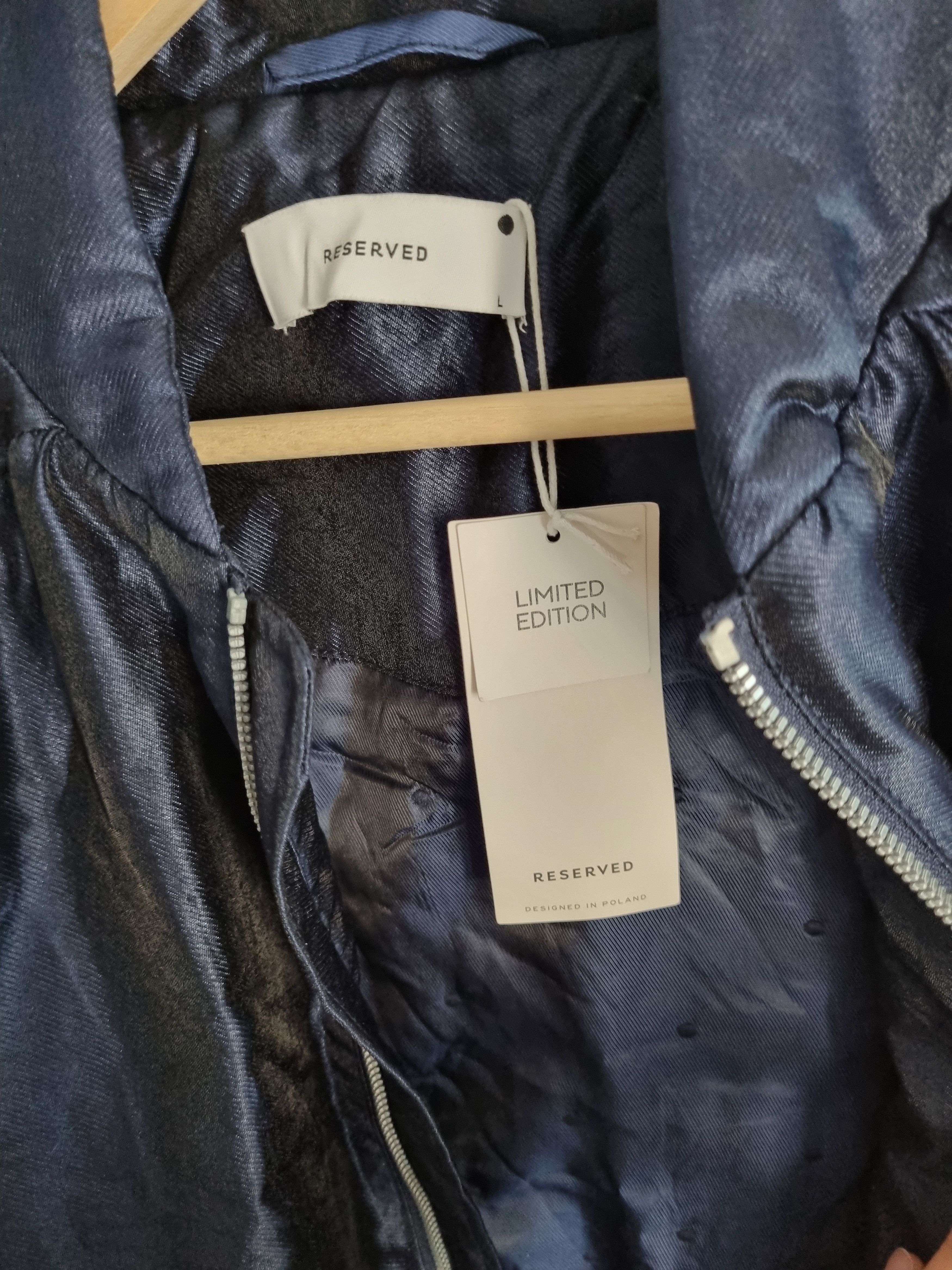 Reserved Oversized navy metallic bomber jacket Reserved Size L / US 10 / IT 46 - 3 Thumbnail