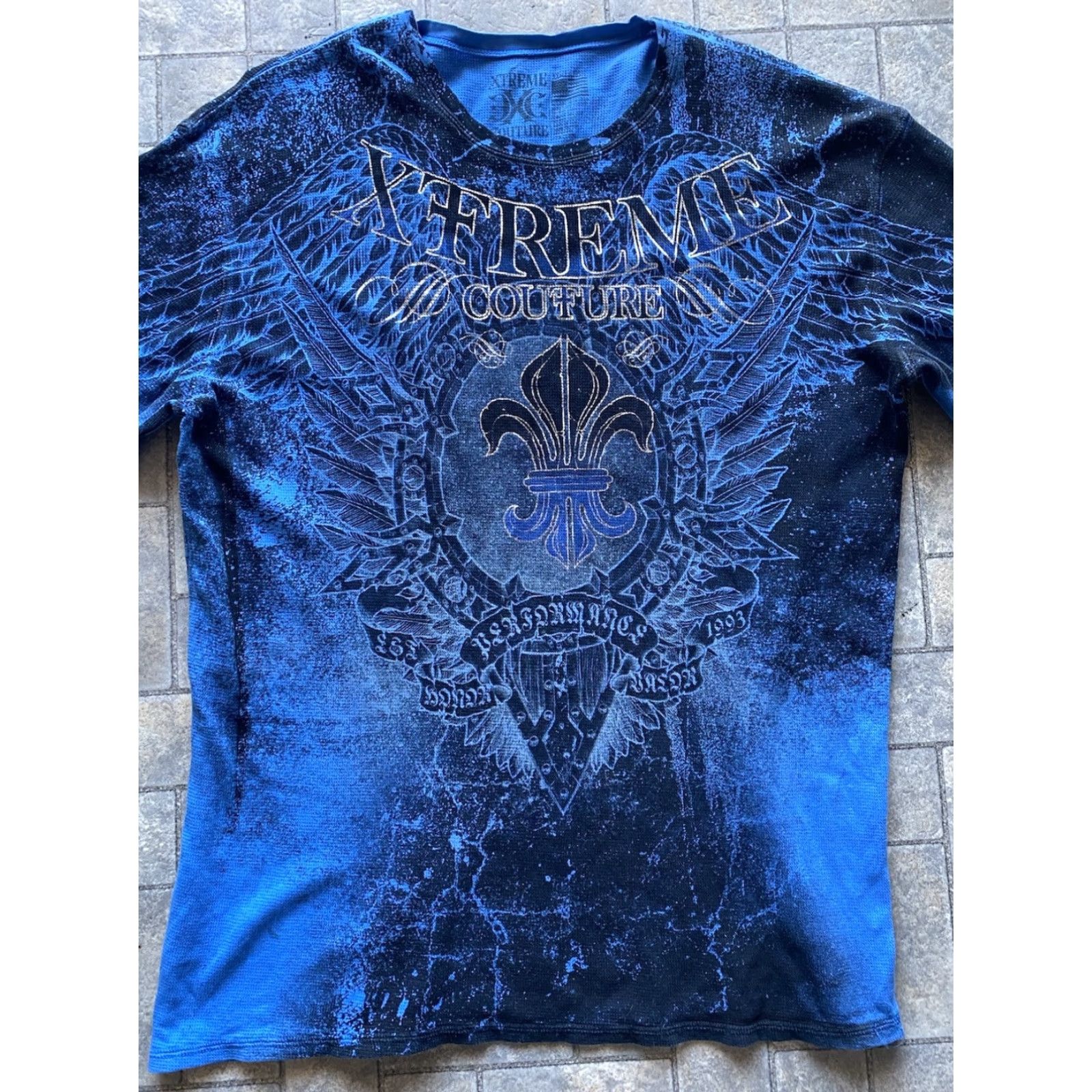 Vintage Xtreme Couture Long Sleeve Thermal Shirt 3XL Blue Men T-Shirt Vintage Y2K Size US XXL / EU 58 / 5 - 2 Thumbnail