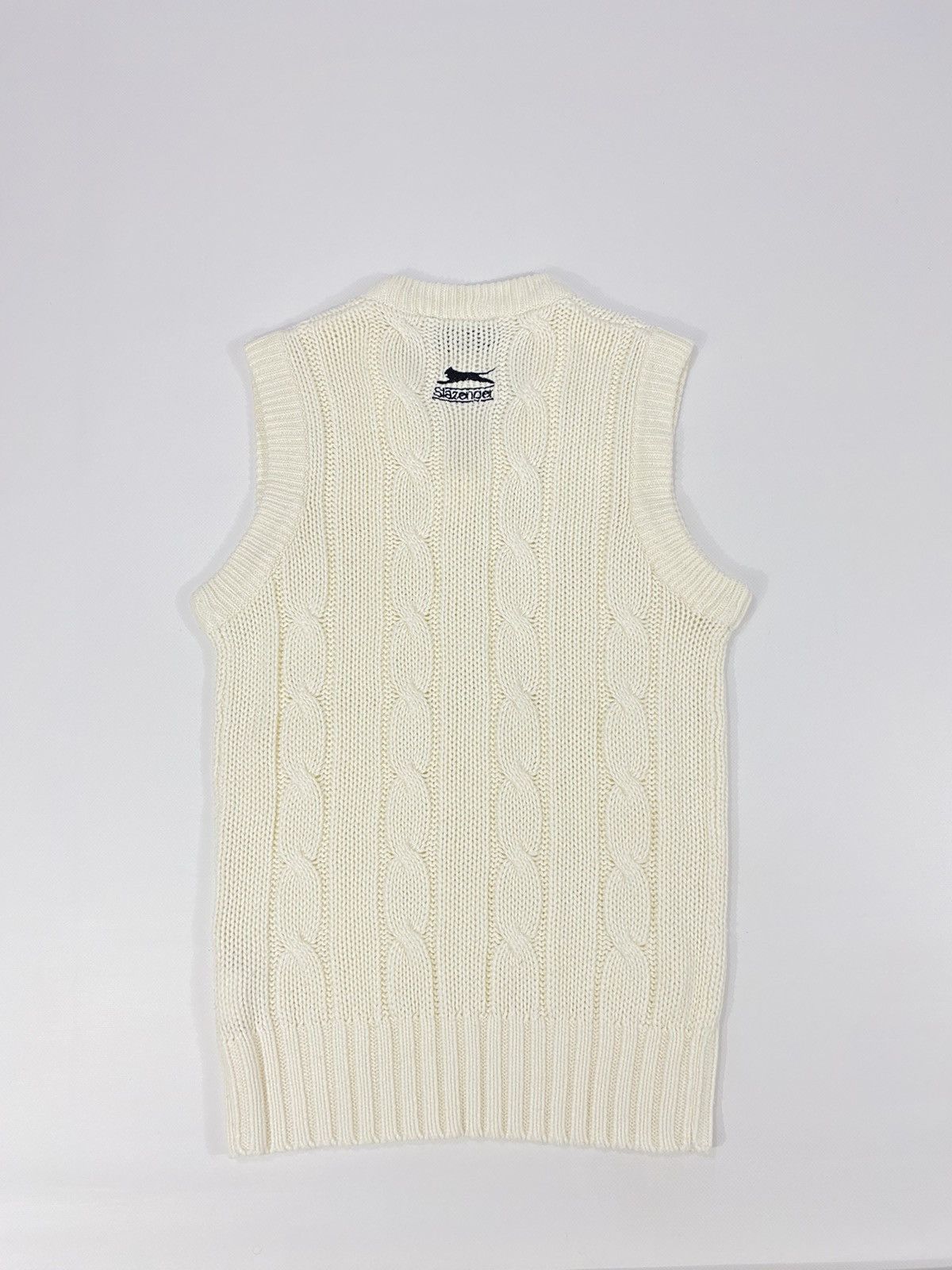 Vintage 🔥LASTDROP🔥 Slazenger Cozy Cable Knit School Vest Sweater Size S / US 4 / IT 40 - 8 Thumbnail