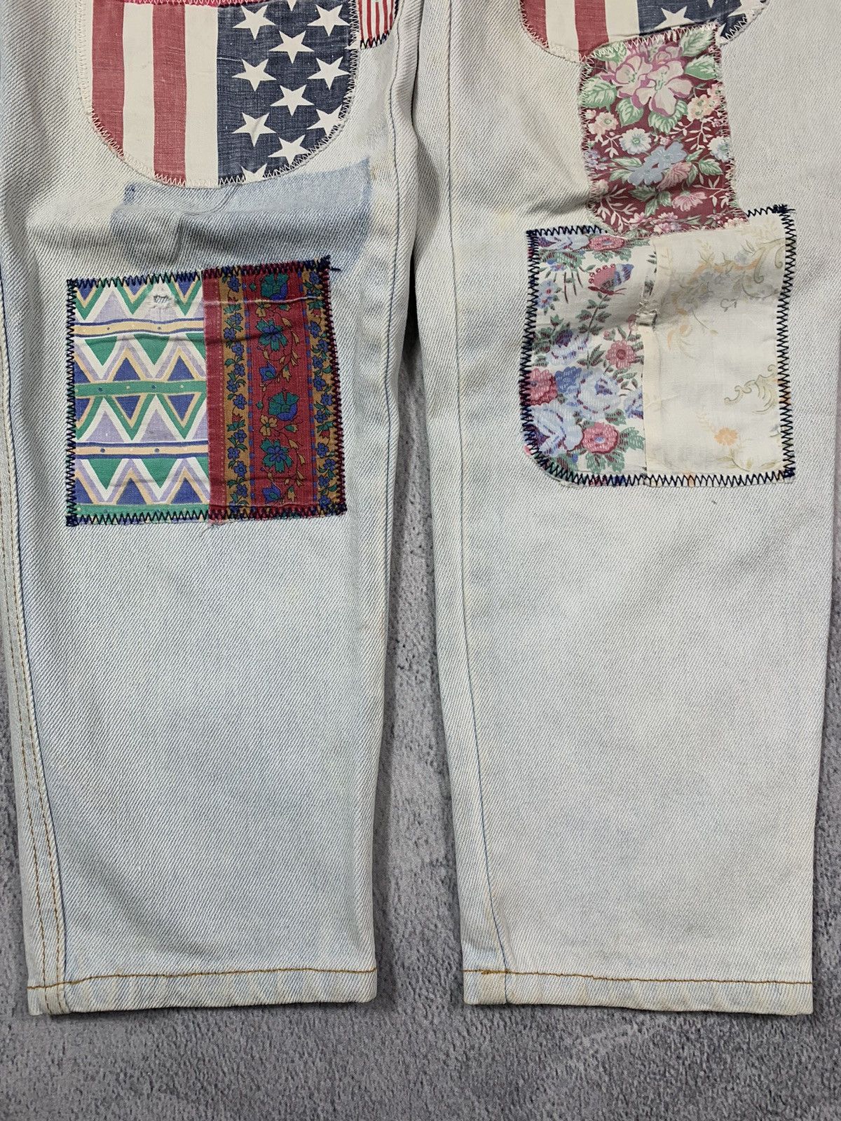 Japanese Brand × Vintage Vintage Y2K Japanese patchwork faded denim jeans trousers Size 27" / US 4 / IT 40 - 5 Thumbnail