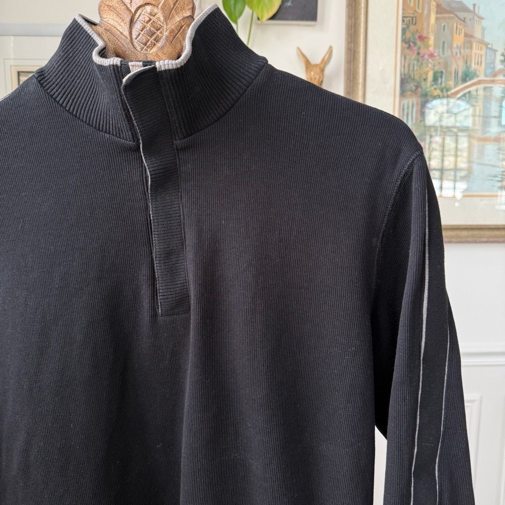 Hugo Boss Boss Hugo Boss 1/4 Snap Cotton Sweater Black M Size US M / EU 48-50 / 2 - 1 Thumbnail