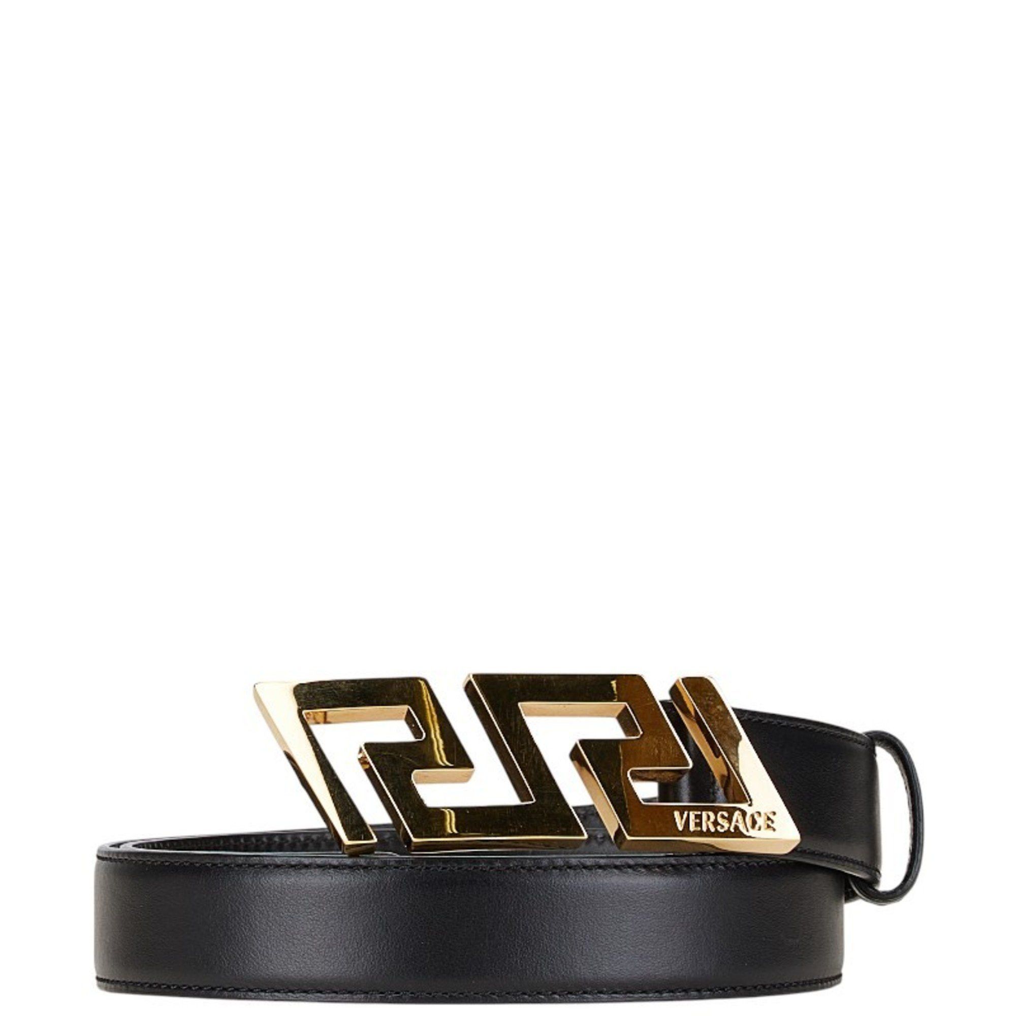 Versace Versace Greca Belt Size: 85/34 Black Gold Leather Plated Men's VERSACE Size ONE SIZE - 1 Thumbnail