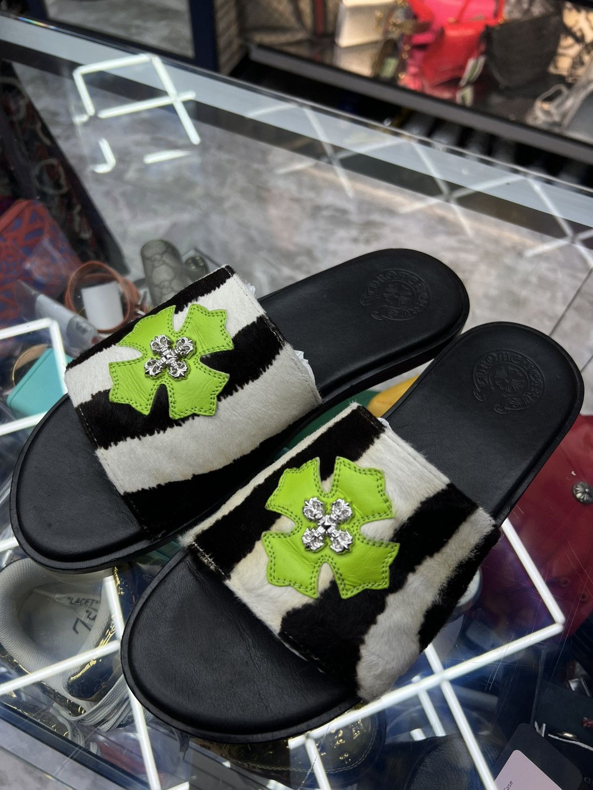 Chrome Hearts Chrome Hearts Zebra Pony Hair Patch Slides Size US 9 / EU 42 - 1 Thumbnail