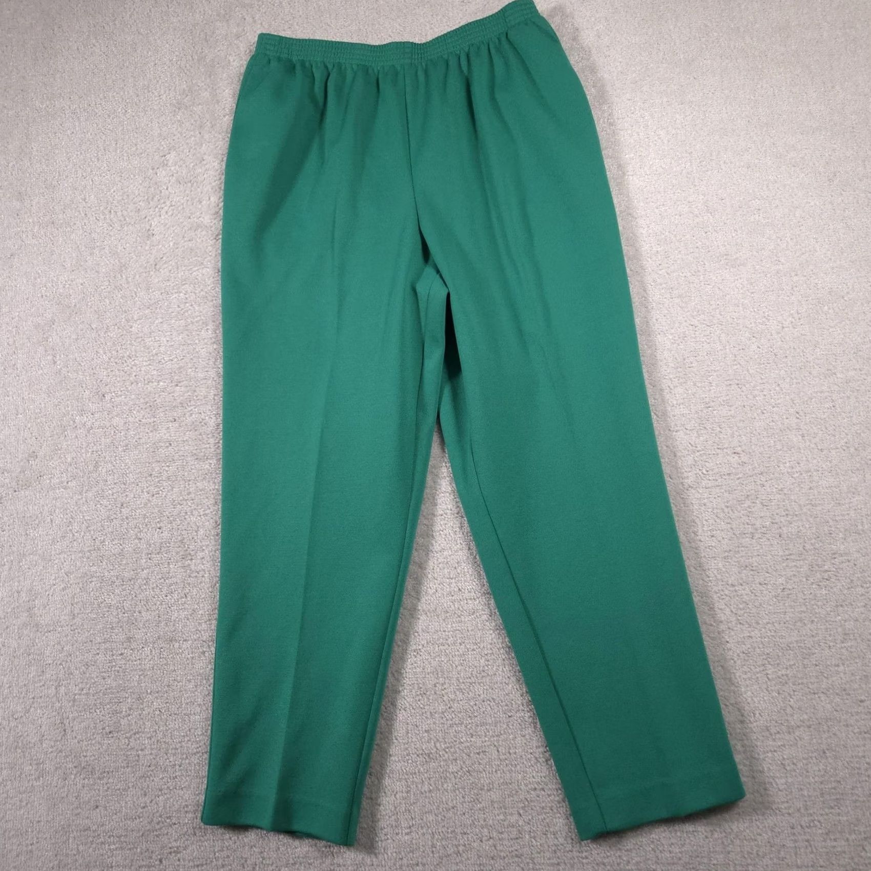 Vintage VINTAGE Alfred Dunner Green Pants Womens 18 Elastic Waist Pockets Made USA Dress Pants Tapered - 28 in Inseam, Petites, XXL? Size 40" / US 18 - 2 Thumbnail