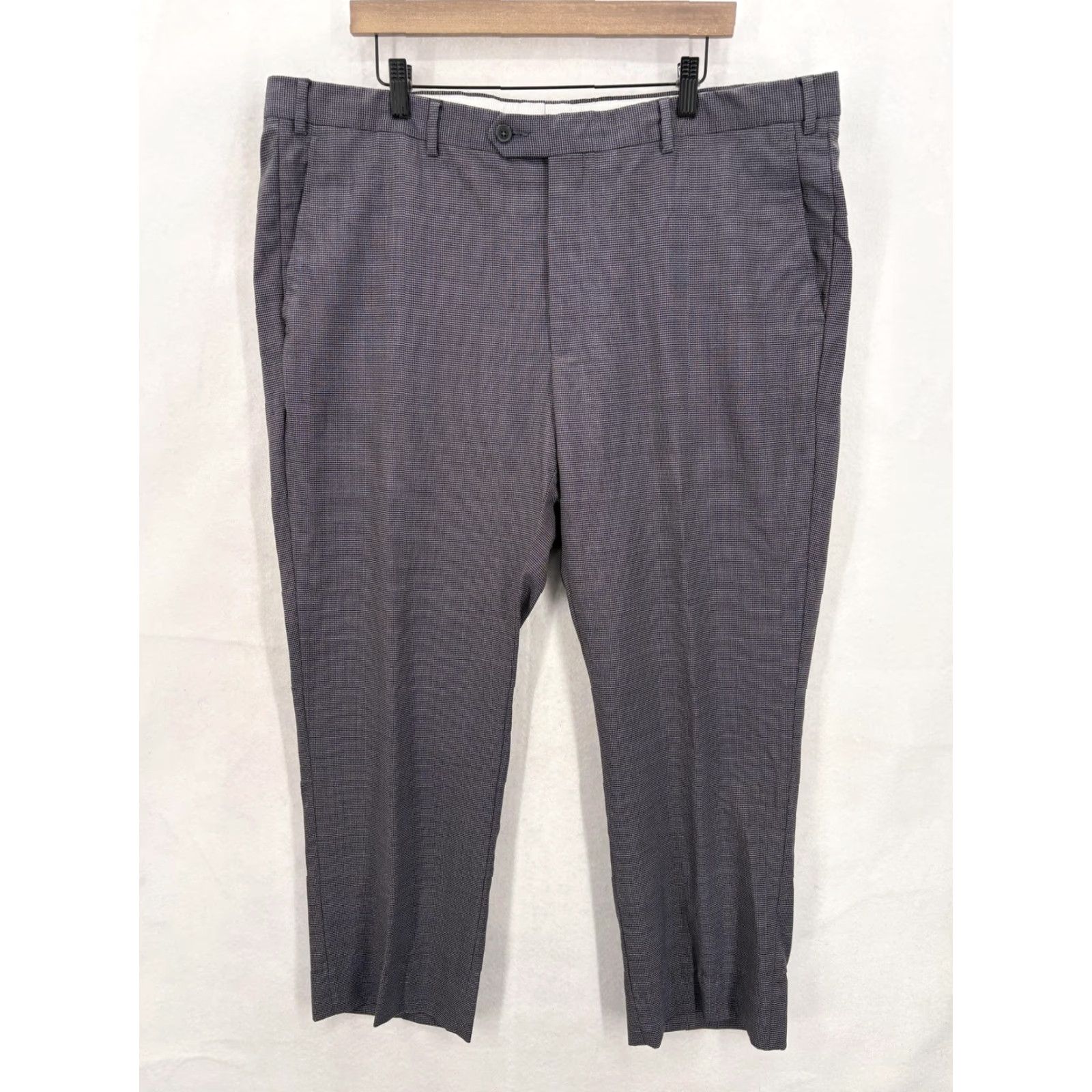 Vintage Santorelli Roma Dress Pants Mens 42 Blue Wool Check Flat Front Business Italy Size US 42 / EU 58 - 2 Thumbnail