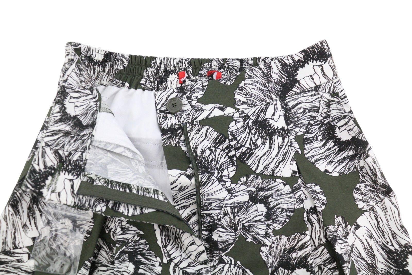 MAX&Co. EU34 Khaki Floral Print Cotton Elastic Waist Cropped 88902 Size 24" / US 00 / IT 34 - 5 Thumbnail