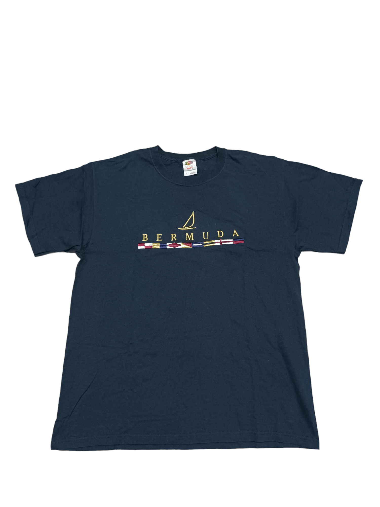 Fruit Of The Loom VINTAGE 90S FOTL EMBROIDERED LOGO BERMUDA TEE Size US L / EU 52-54 / 3 - 1 Thumbnail