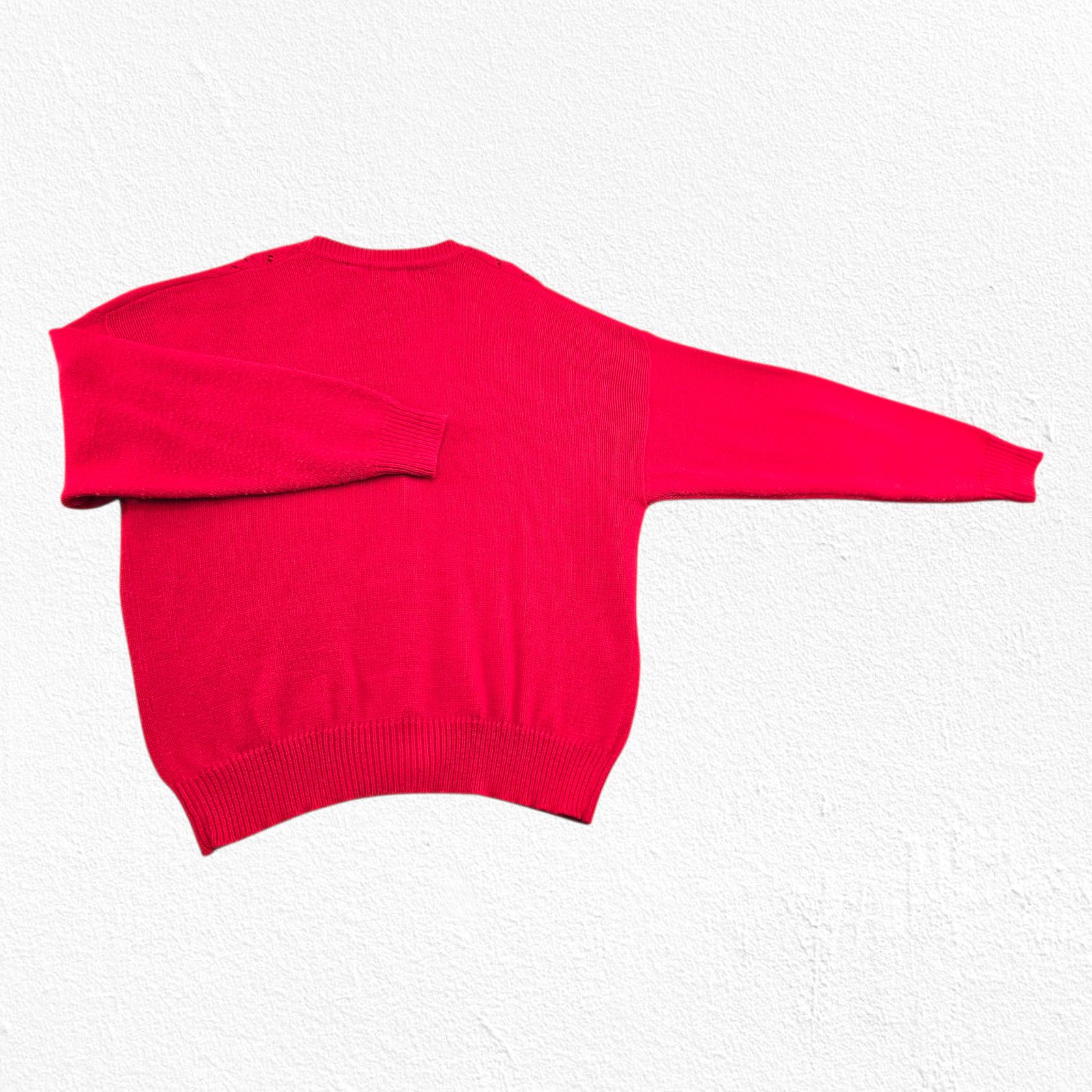 Vintage Y2K Bright Red Pointelle Cardigan Sweater Size Large Size L / US 10 / IT 46 - 8 Thumbnail