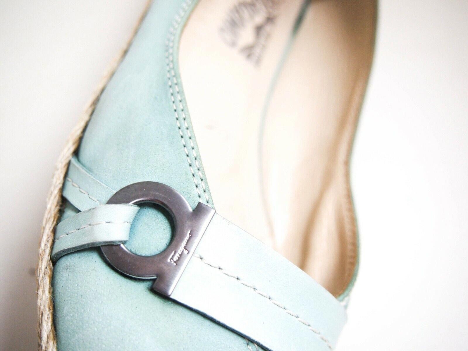 Salvatore Ferragamo Ferragamo Gancio Espadrilles Aqua Blue Suede EU 38 US 7.5 C Size US 7.5 / IT 37.5 - 3 Thumbnail