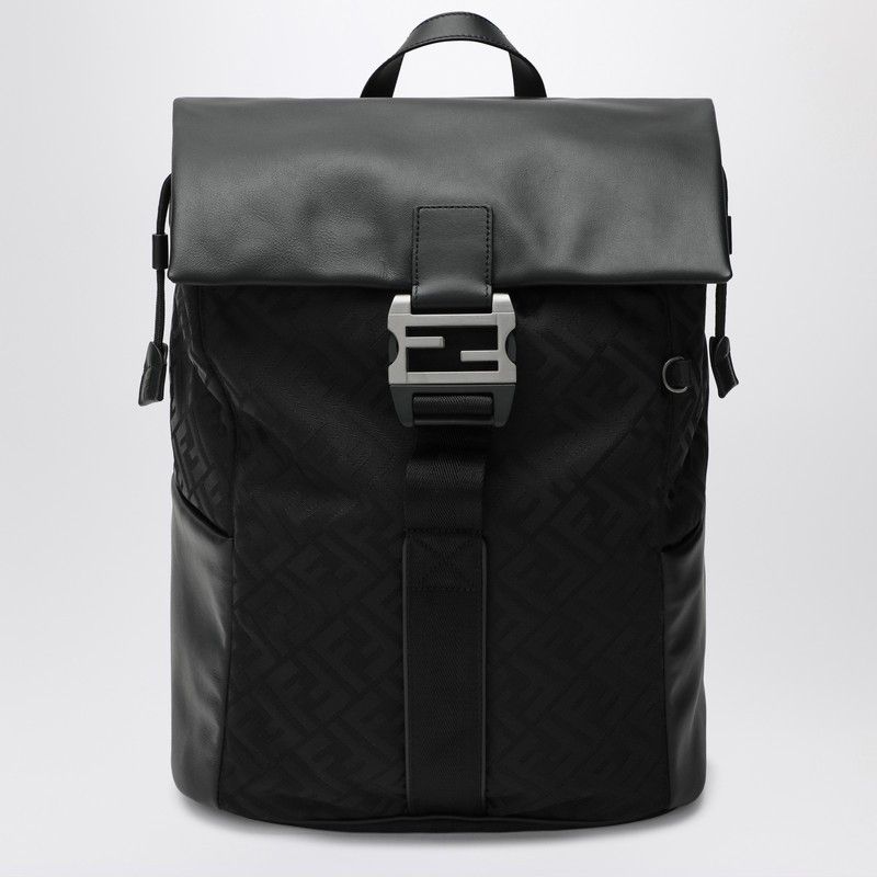 Fendi Fendi Black Leather And Nylon Flux Backpack Size ONE SIZE - 1 Thumbnail
