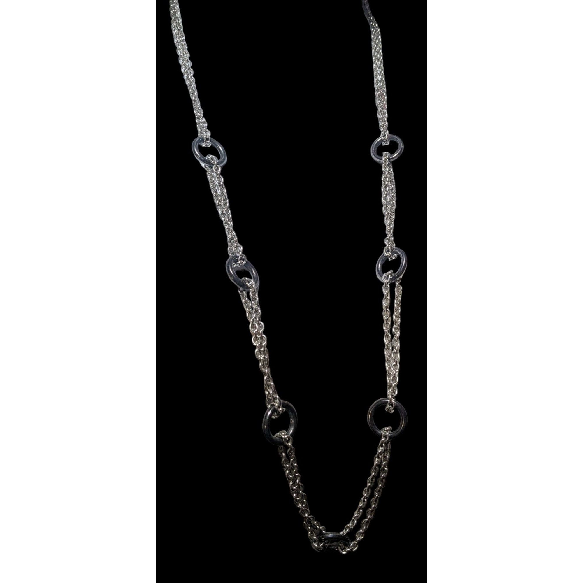 Other Silver Double Chain Link Loop Accent Necklace Size ONE SIZE - 3 Thumbnail
