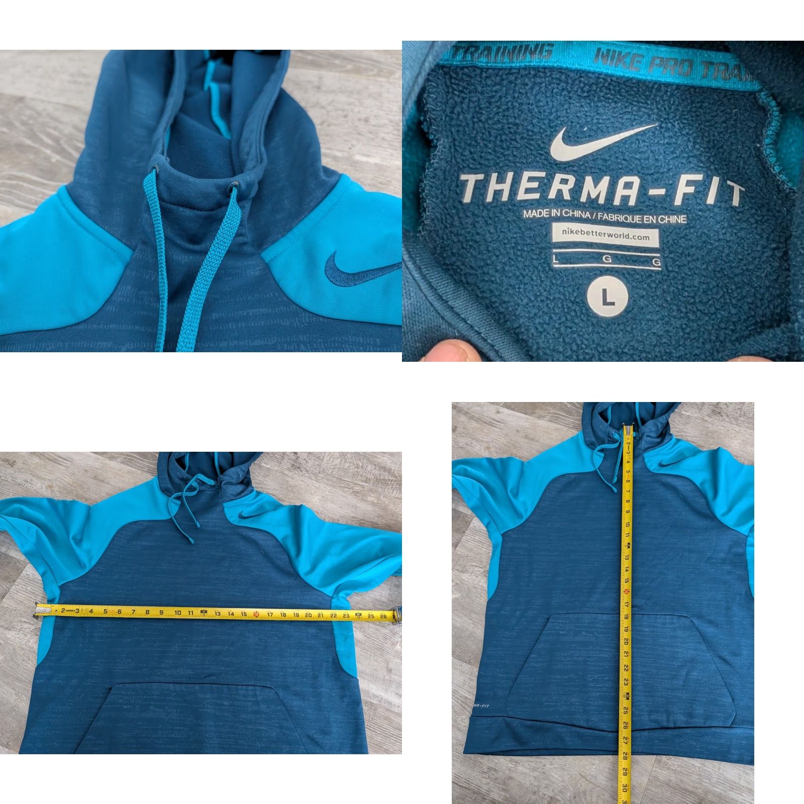 Nike Nike Pro Training Hoodie Mens L Colorblock Blue Fleece 669981-496 Size US L / EU 52-54 / 3 - 8 Thumbnail