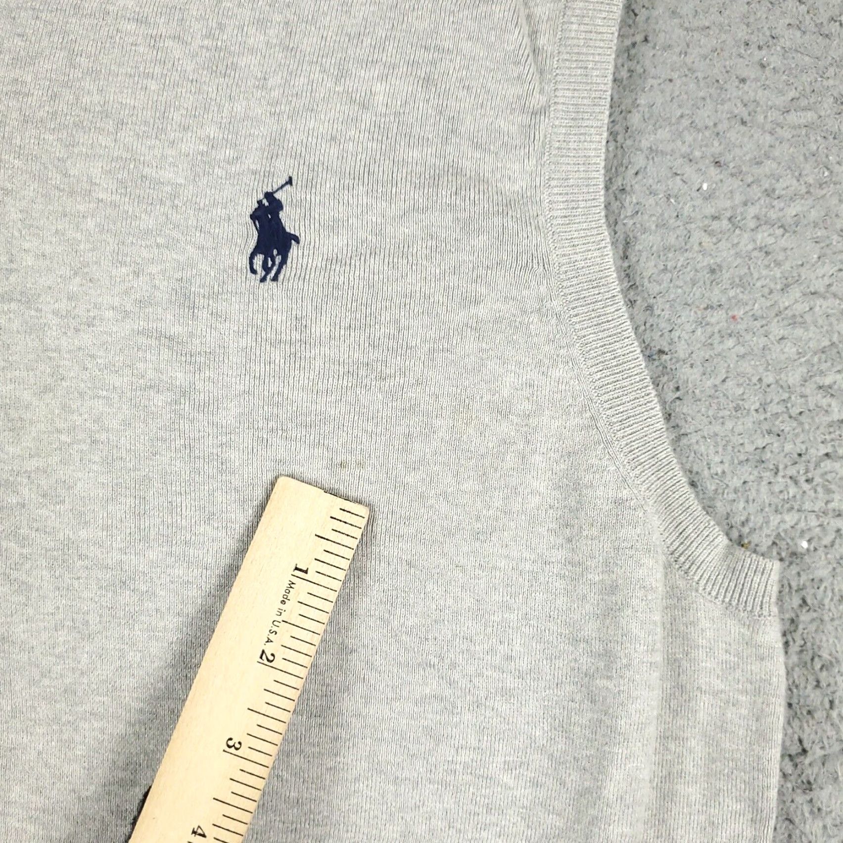 Ralph Lauren Ralph Lauren Mens Gray Pony V Neck Vest XL Cotton Pullover Sweater Size US XL / EU 56 / 4 - 4 Thumbnail