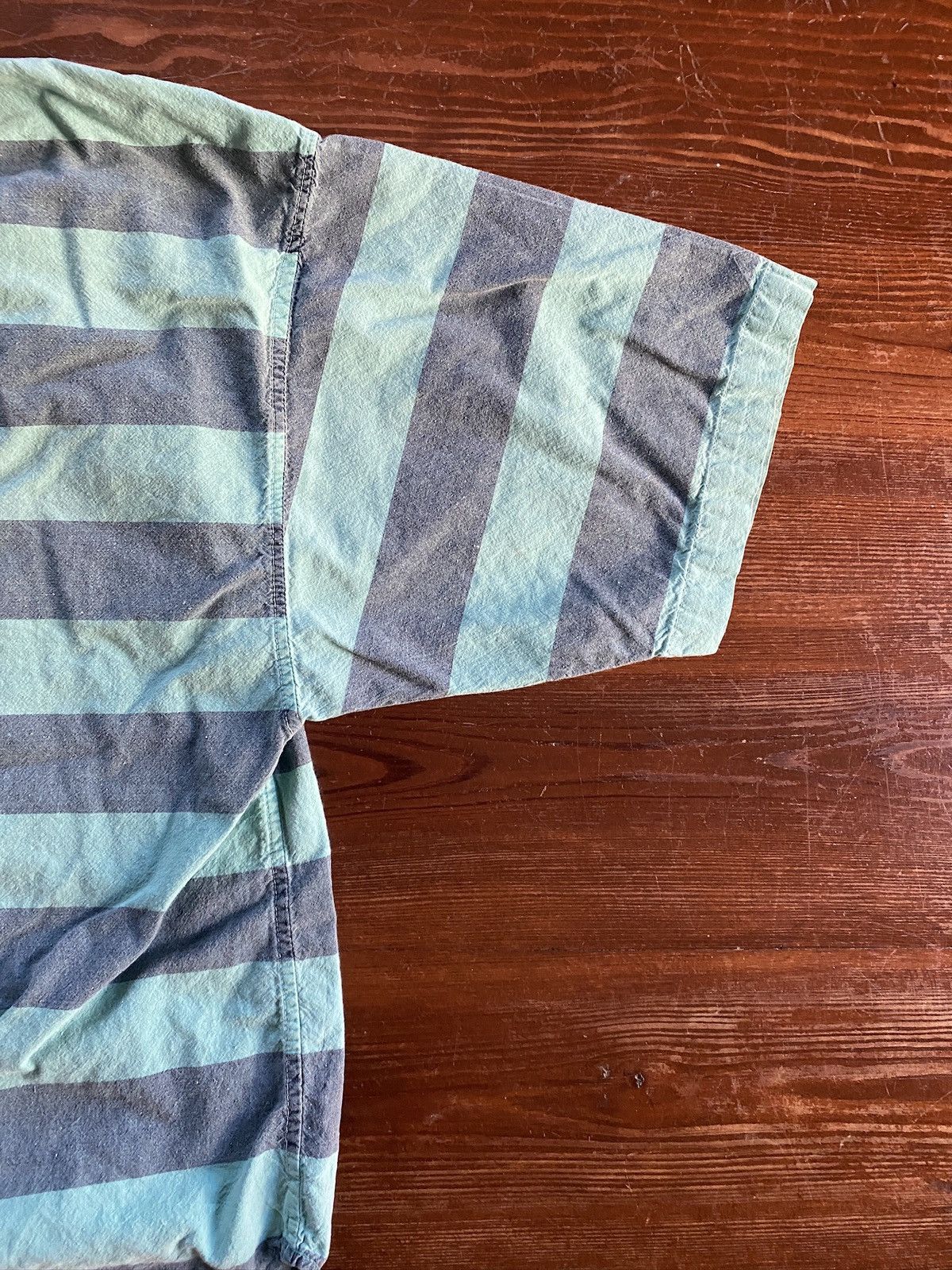 Vintage Vintage 90s Generalities Faded Striped Denim Like Pocket Tee Size US L / EU 52-54 / 3 - 12 Thumbnail